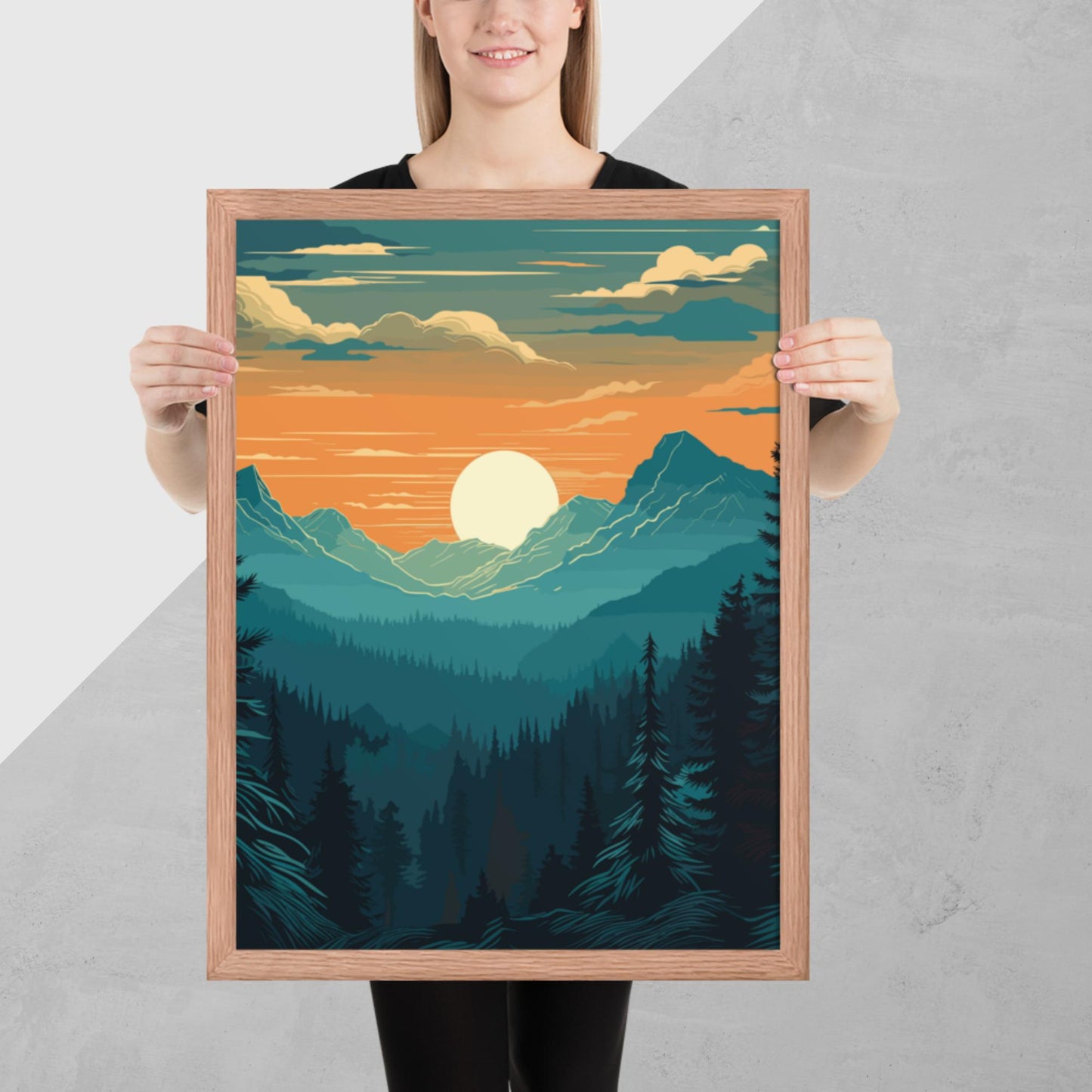 Forest Skyline Sunset Framed Poster