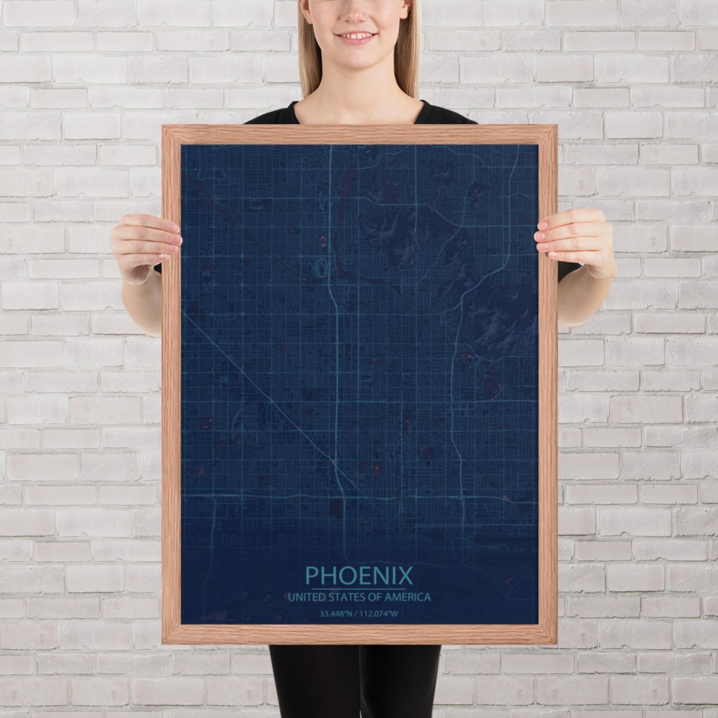 Phoenix Blue and Purple Framed Map