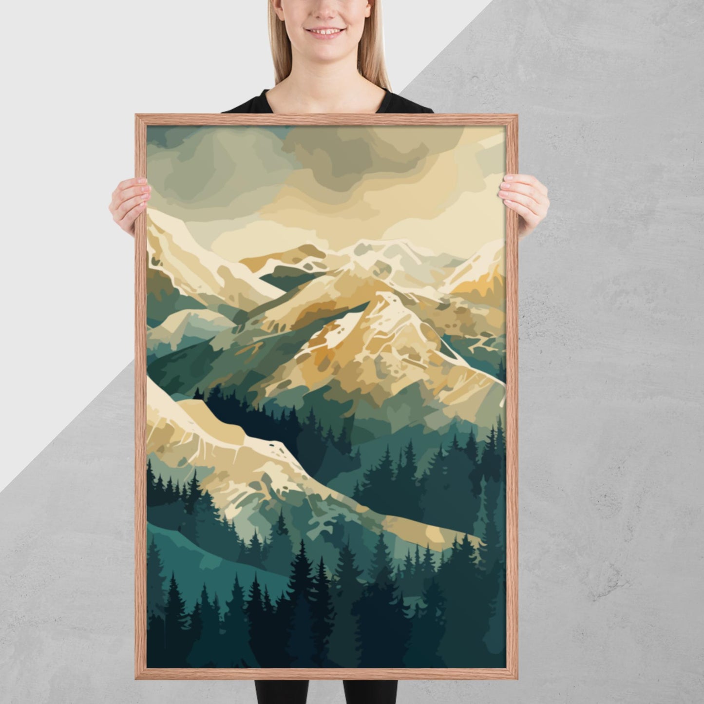 Winter Forest Mountains Framed Poster