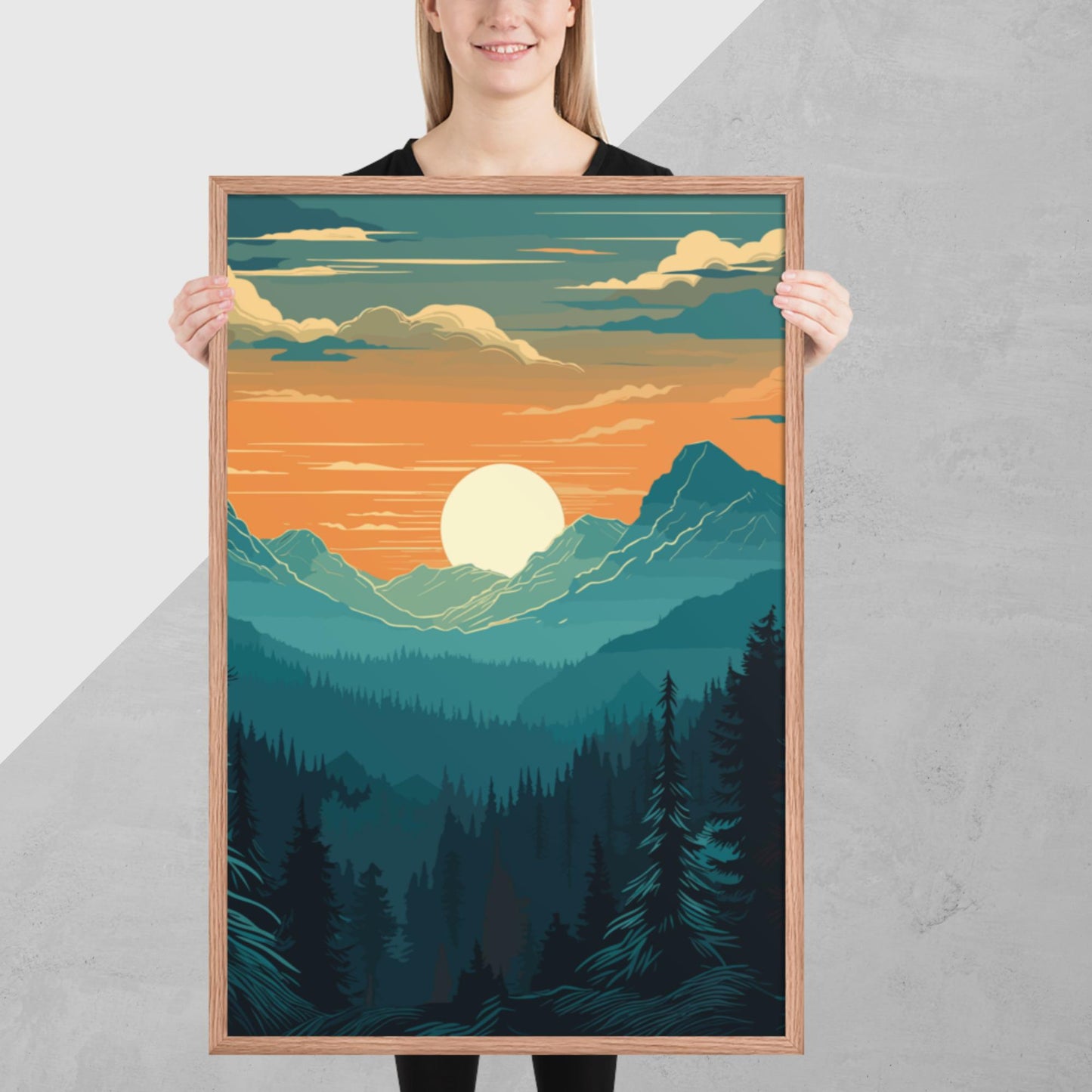 Forest Skyline Sunset Framed Poster