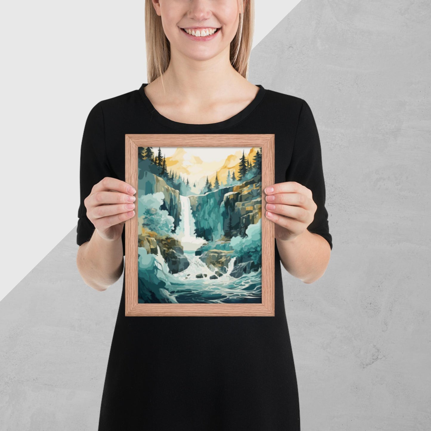 Roaring Forest Waterfall Framed Poster