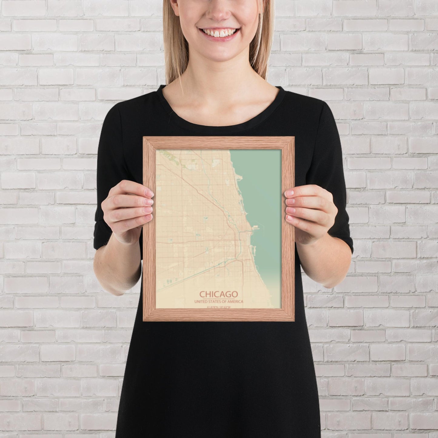 Chicago Vintage Style Framed Map