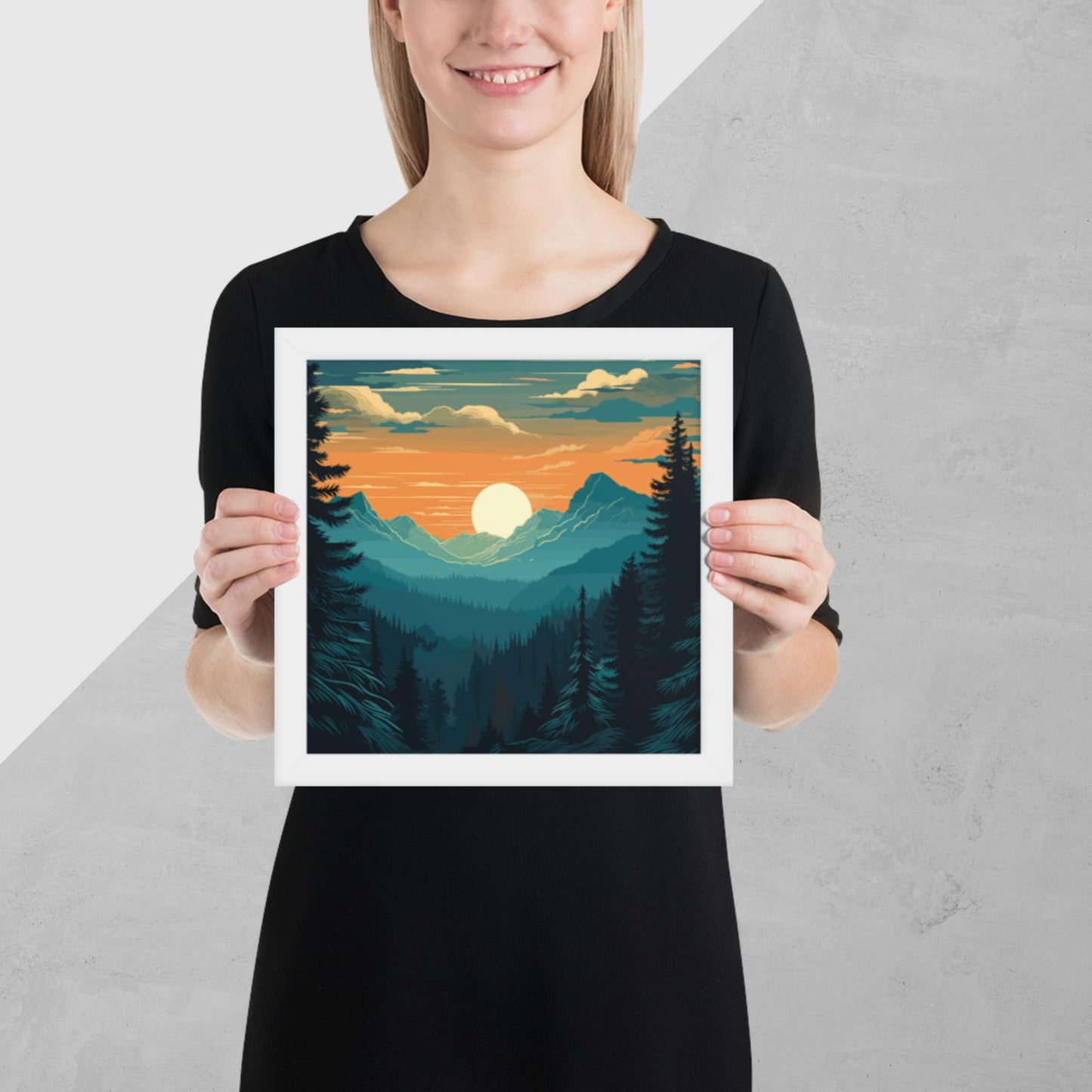 Forest Skyline Sunset Framed Poster