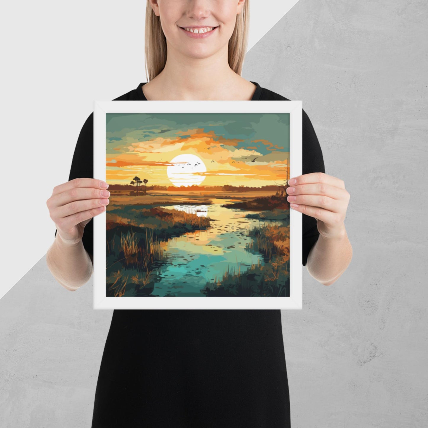 Marshland Sunset Framed Poster