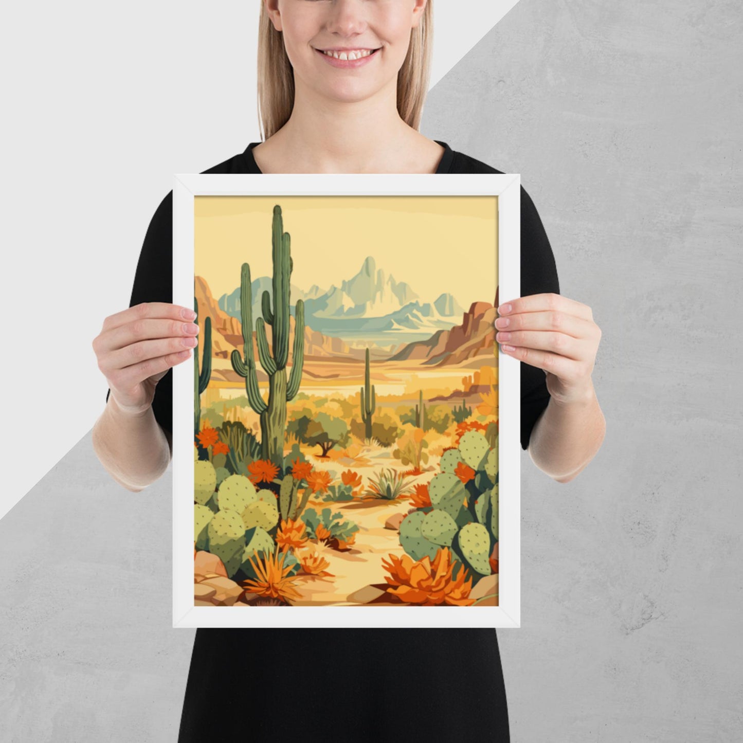 Mountainous Desert Life Framed Poster