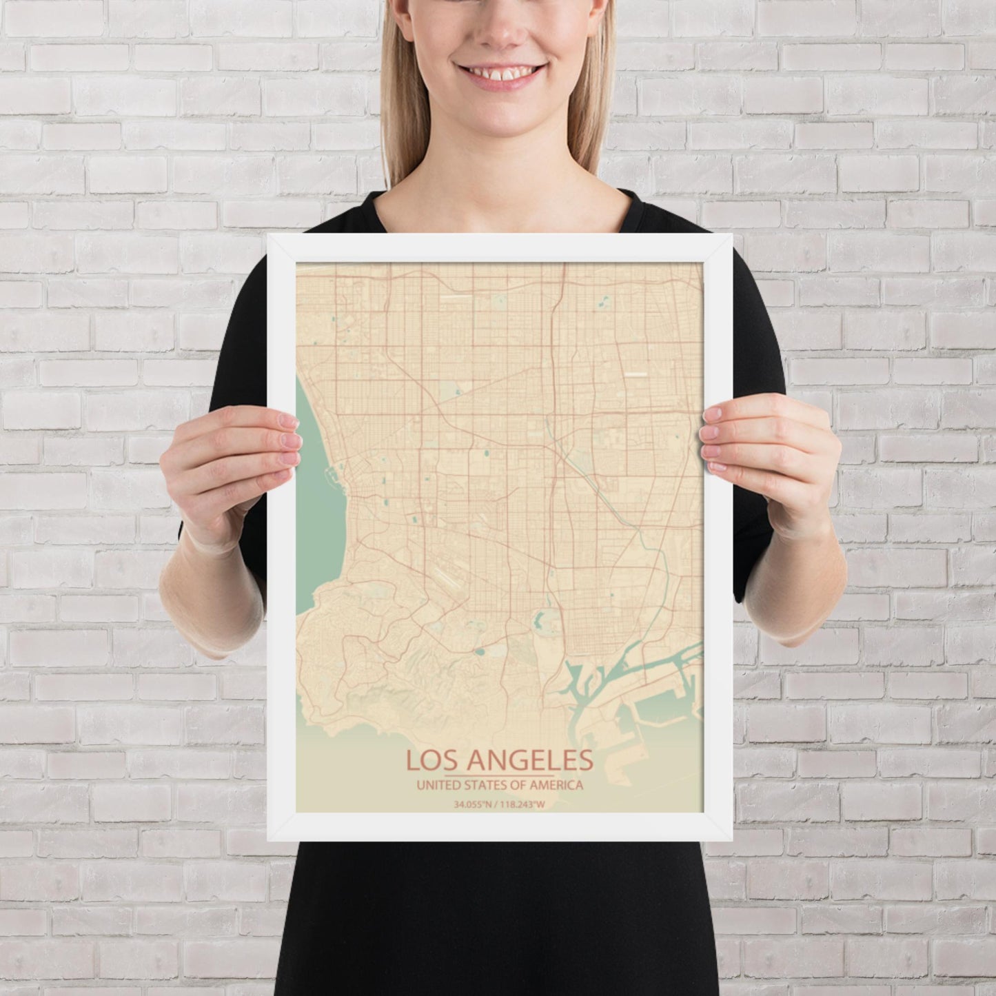 Los Angeles Vintage Style Framed Map