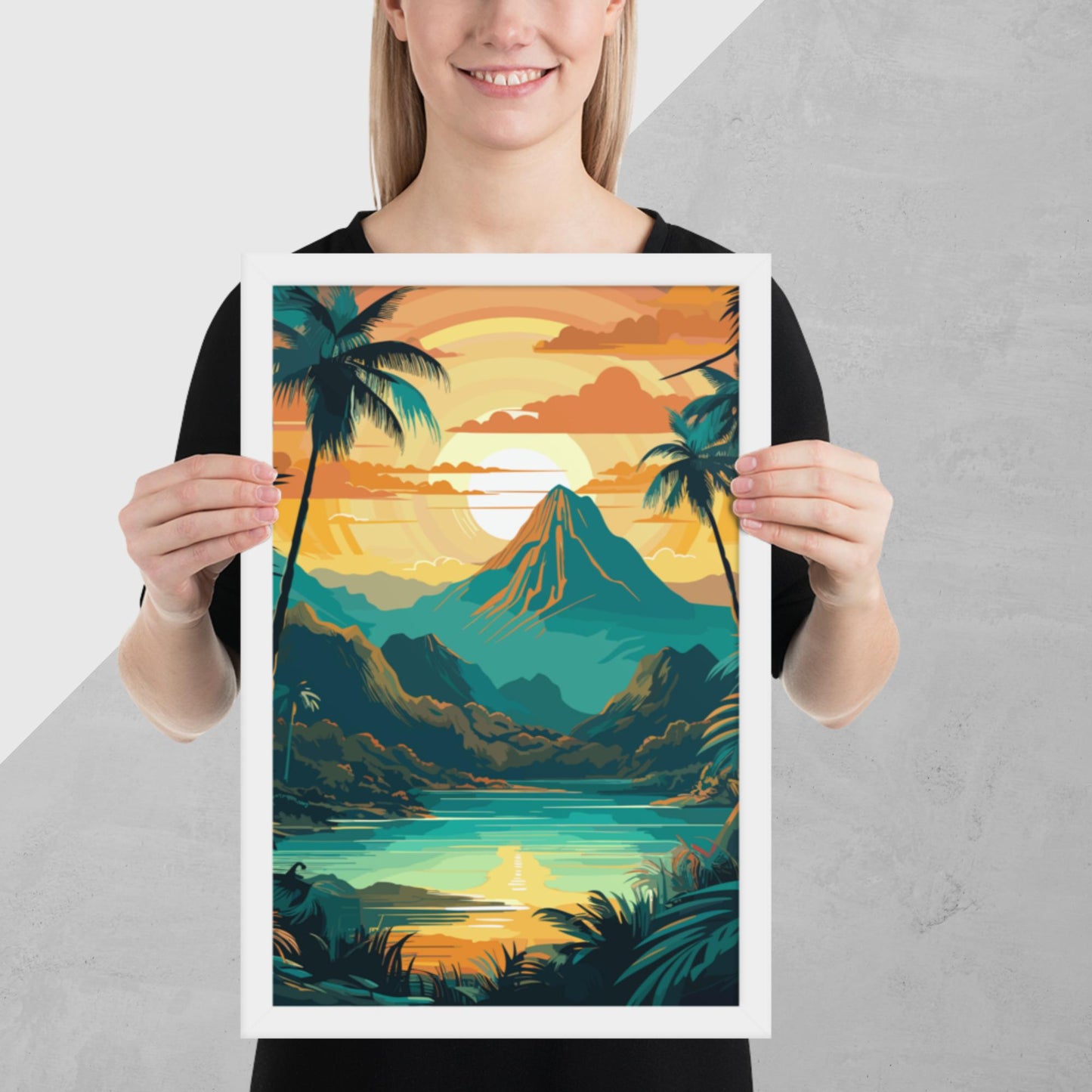 Rainforest Mountain Sunset Framed Poster