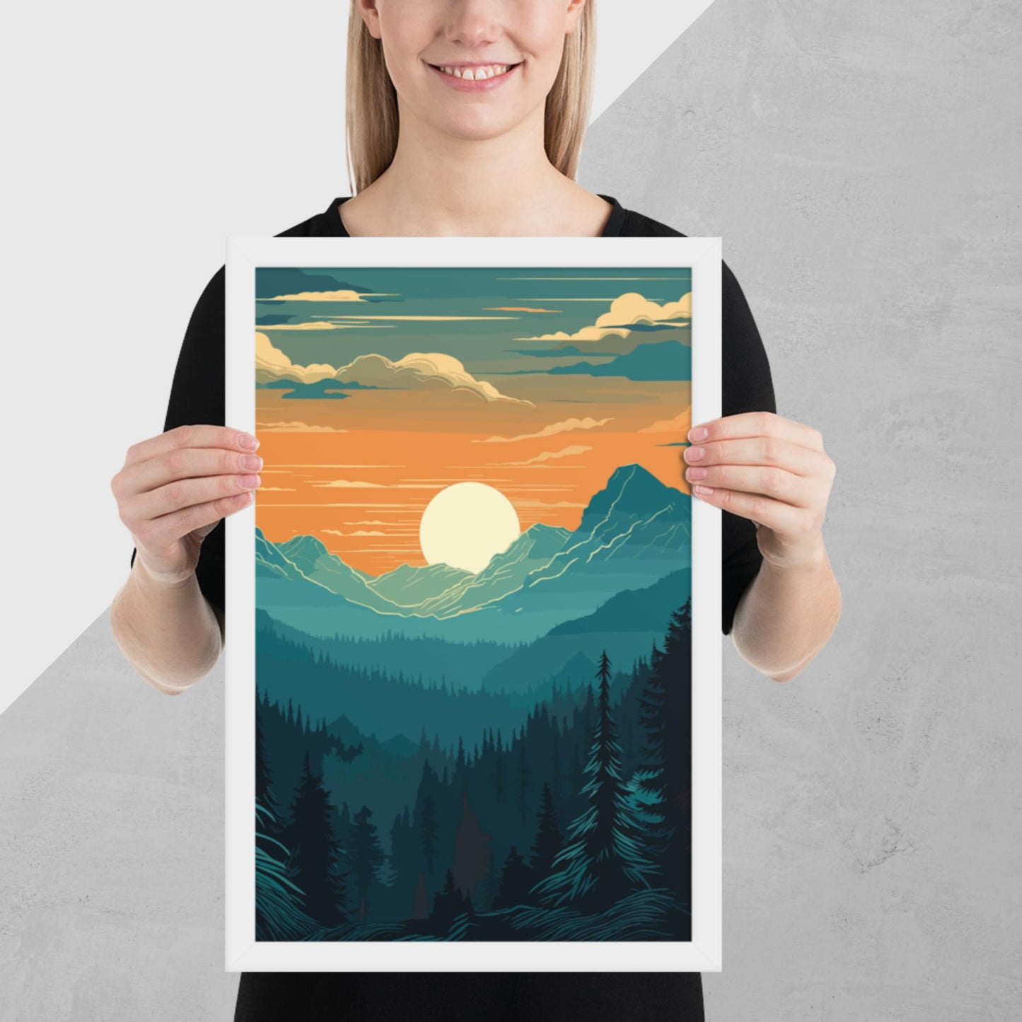 Forest Skyline Sunset Framed Poster