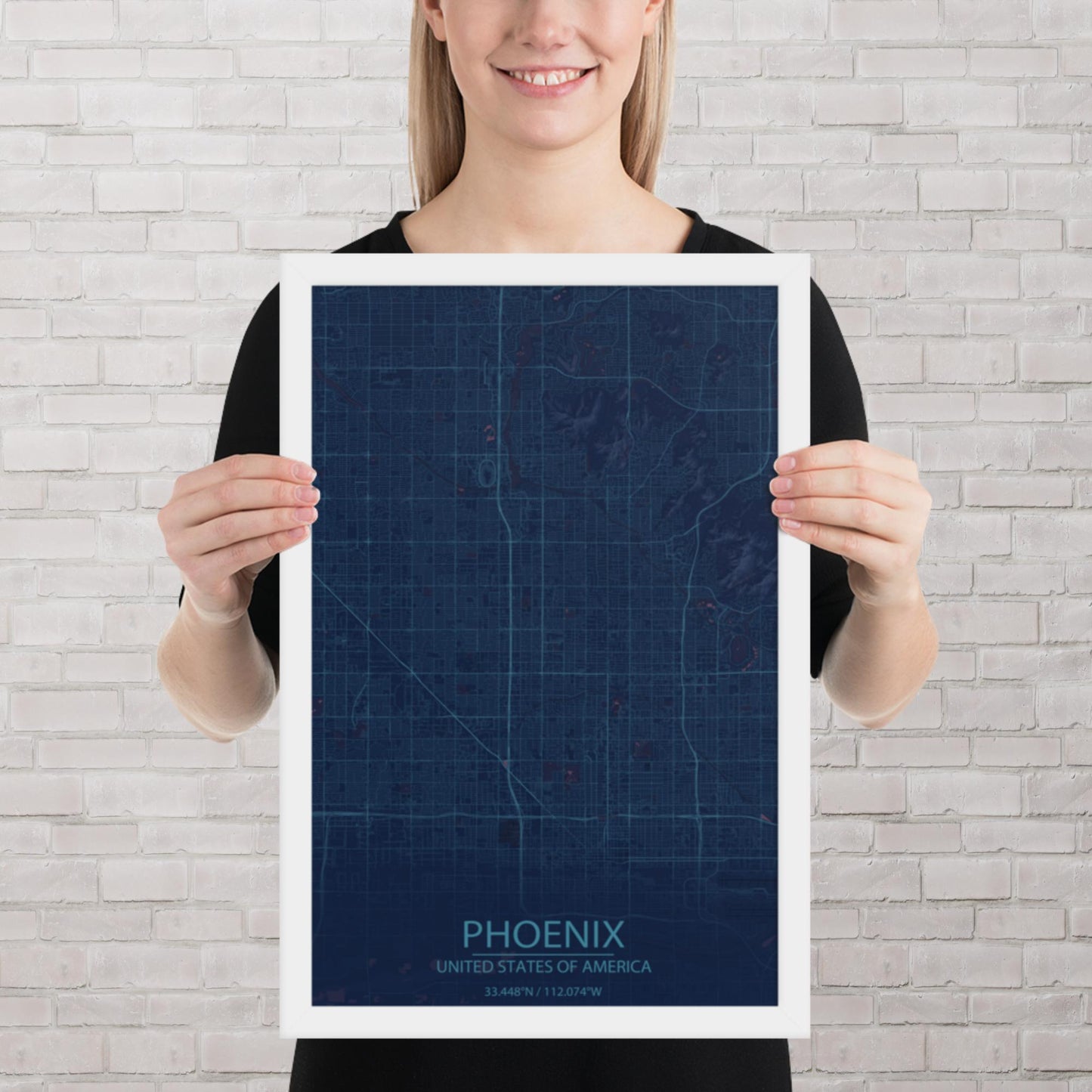 Phoenix Blue and Purple Framed Map