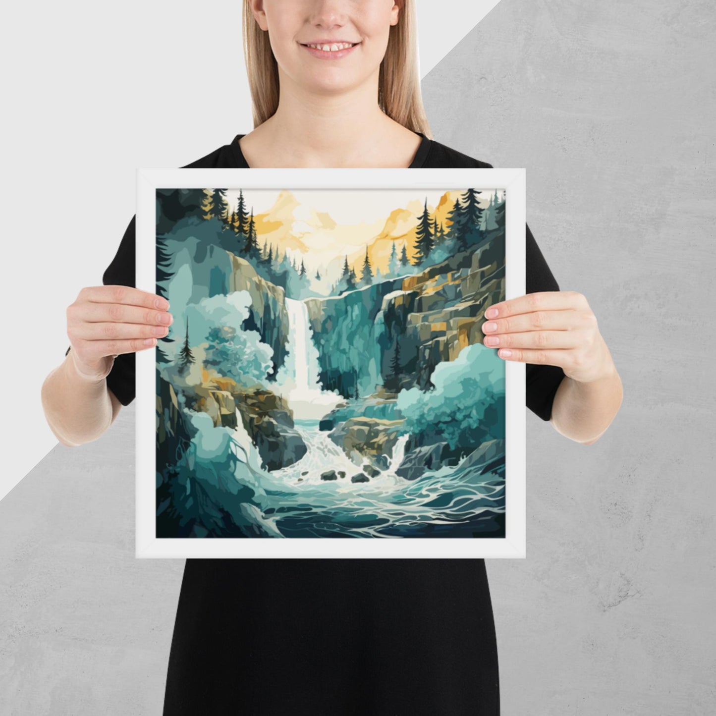 Roaring Forest Waterfall Framed Poster