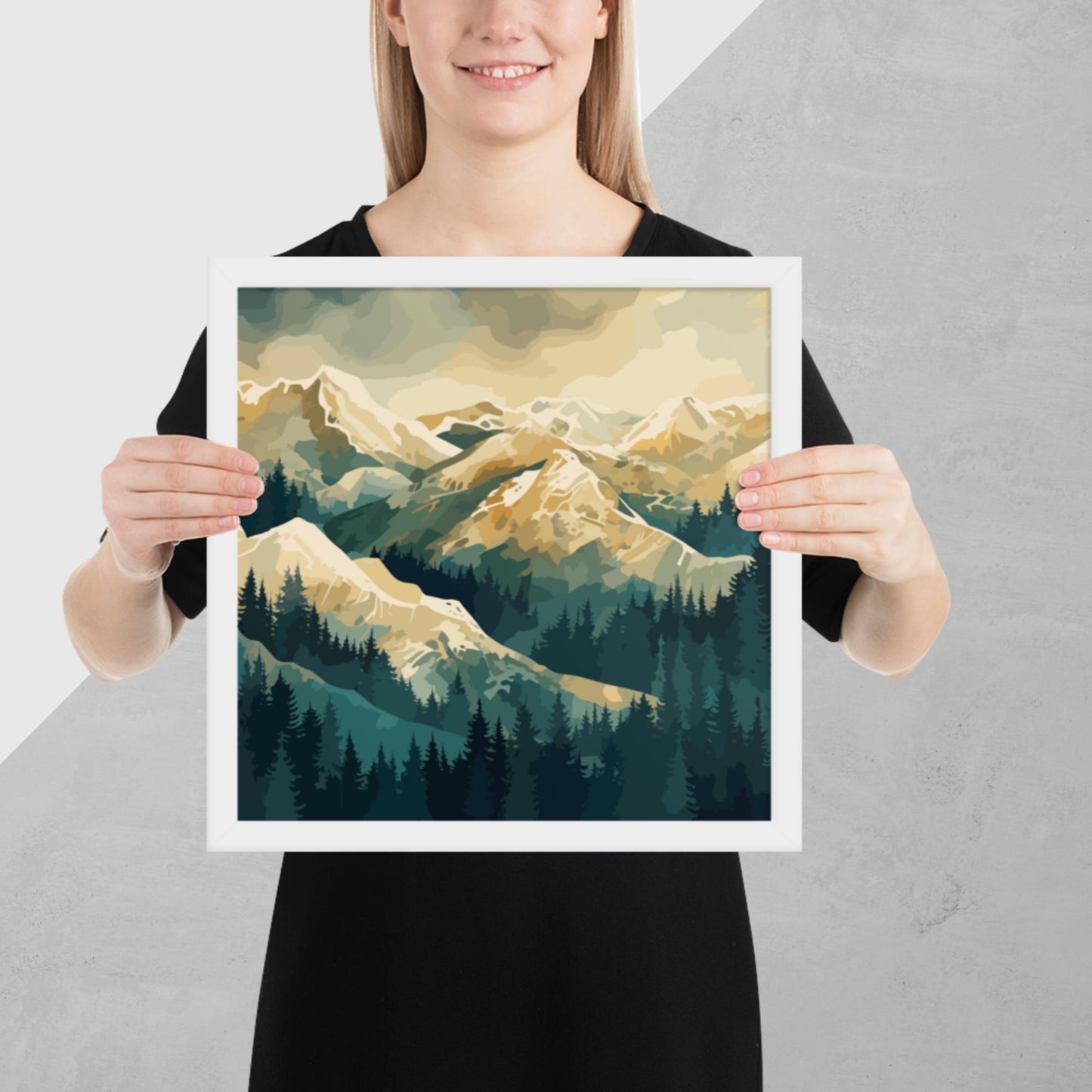 Winter Forest Mountains Framed Poster