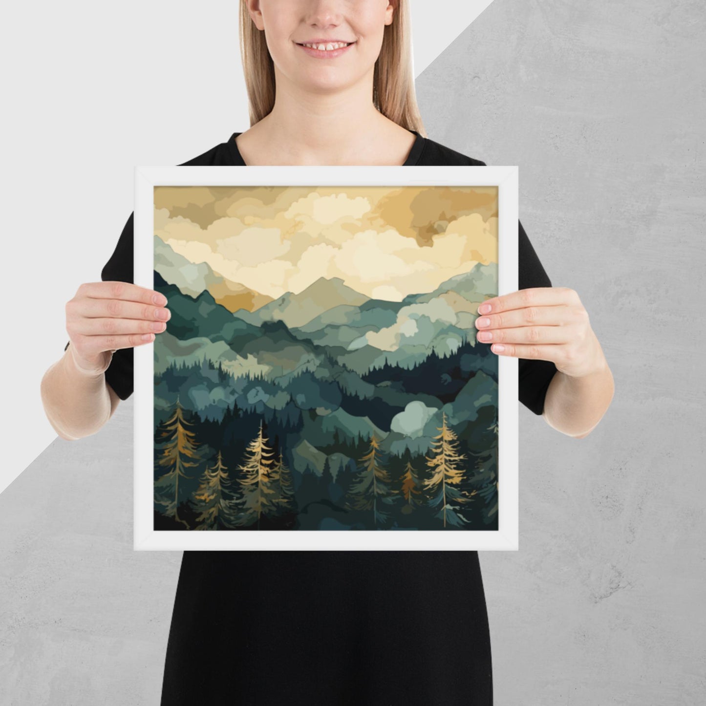 Mountainous Forest Framed Poster