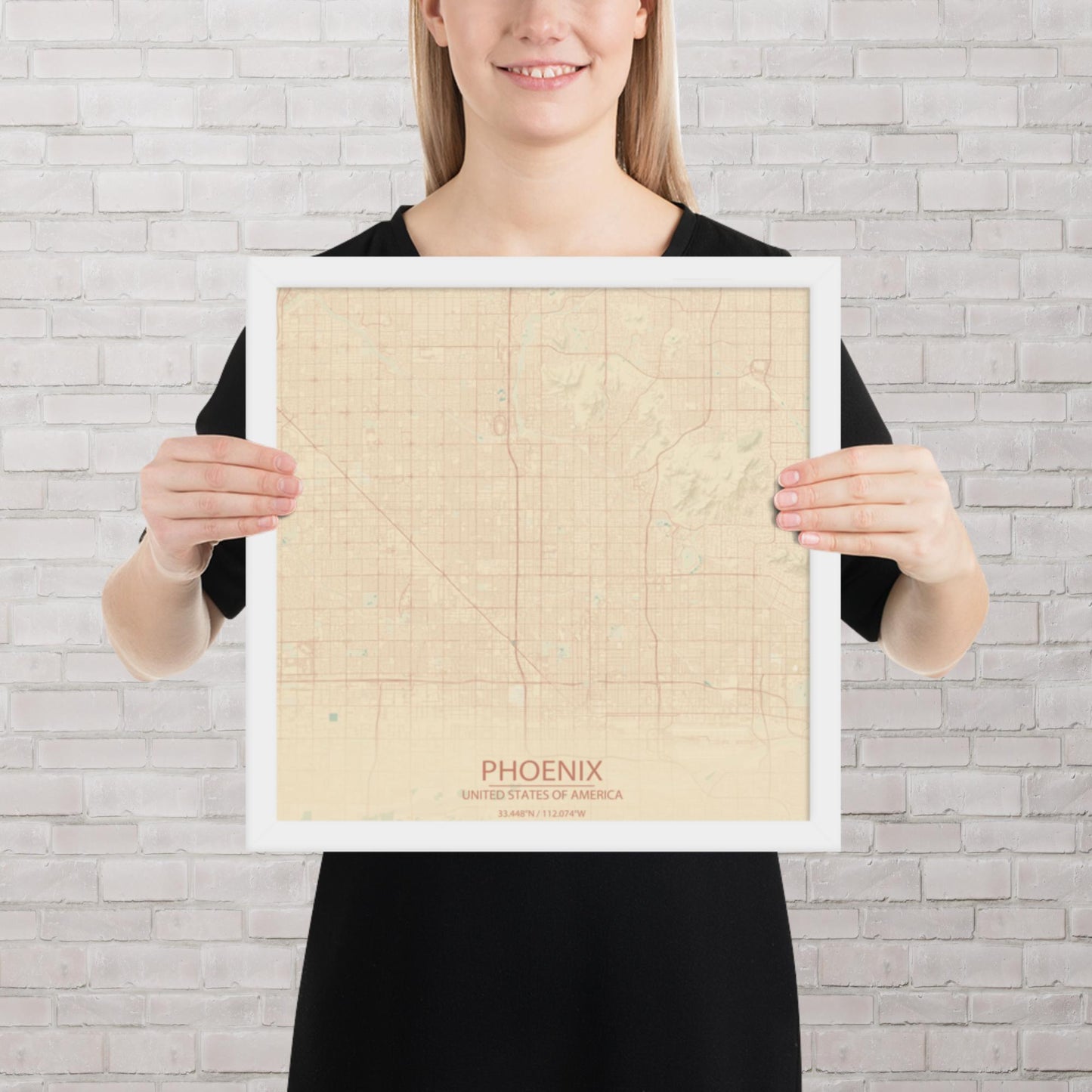 Phoenix Vintage Style Framed Map