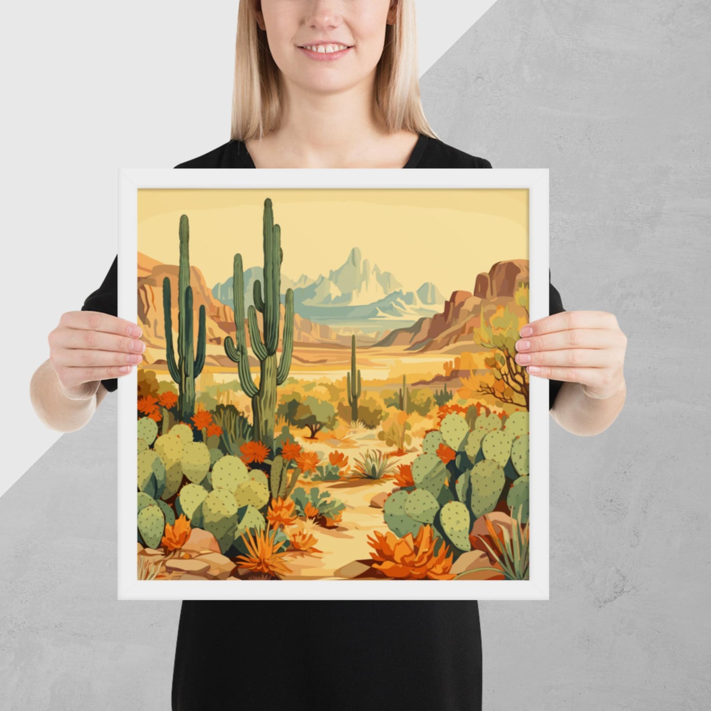 Mountainous Desert Life Framed Poster