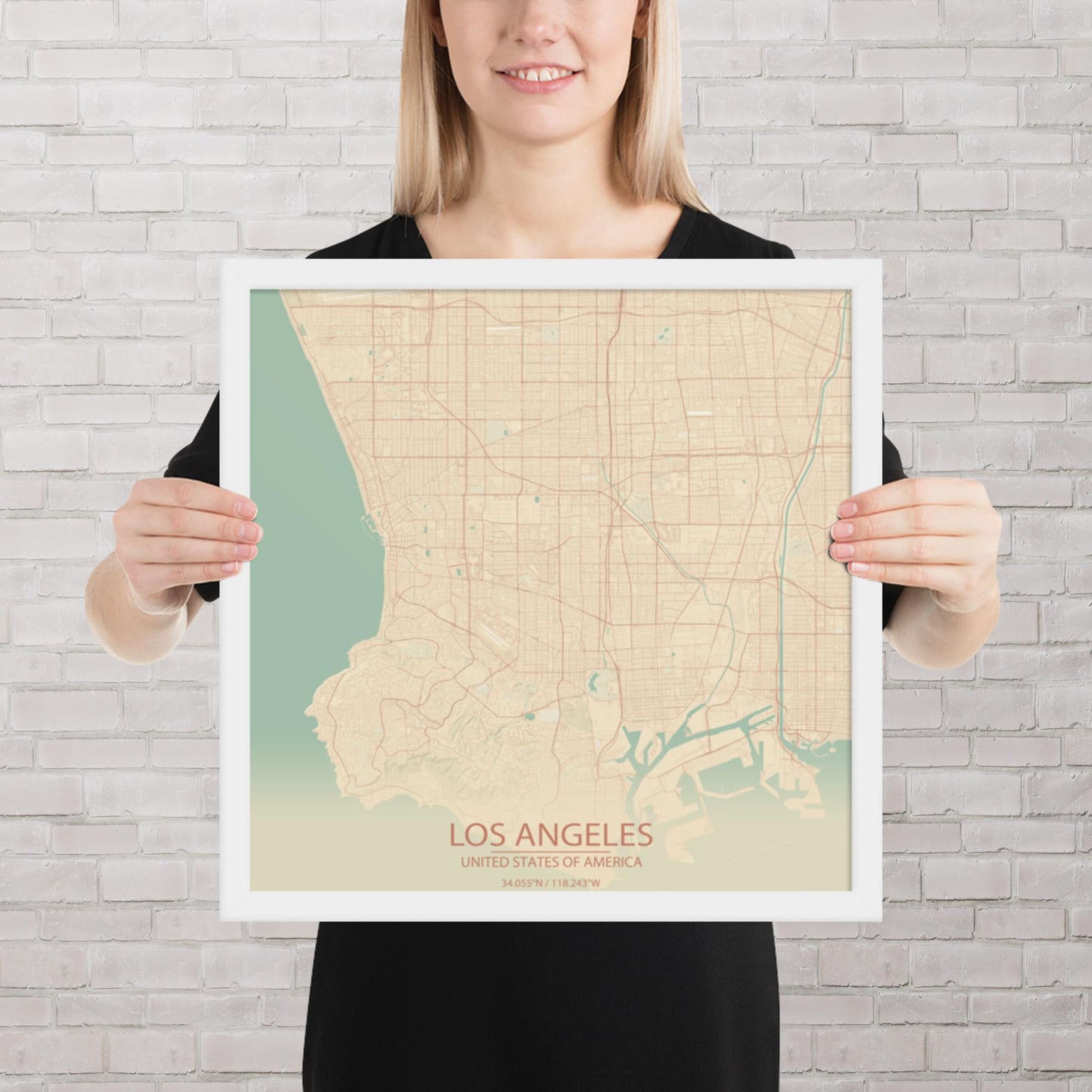 Los Angeles Vintage Style Framed Map