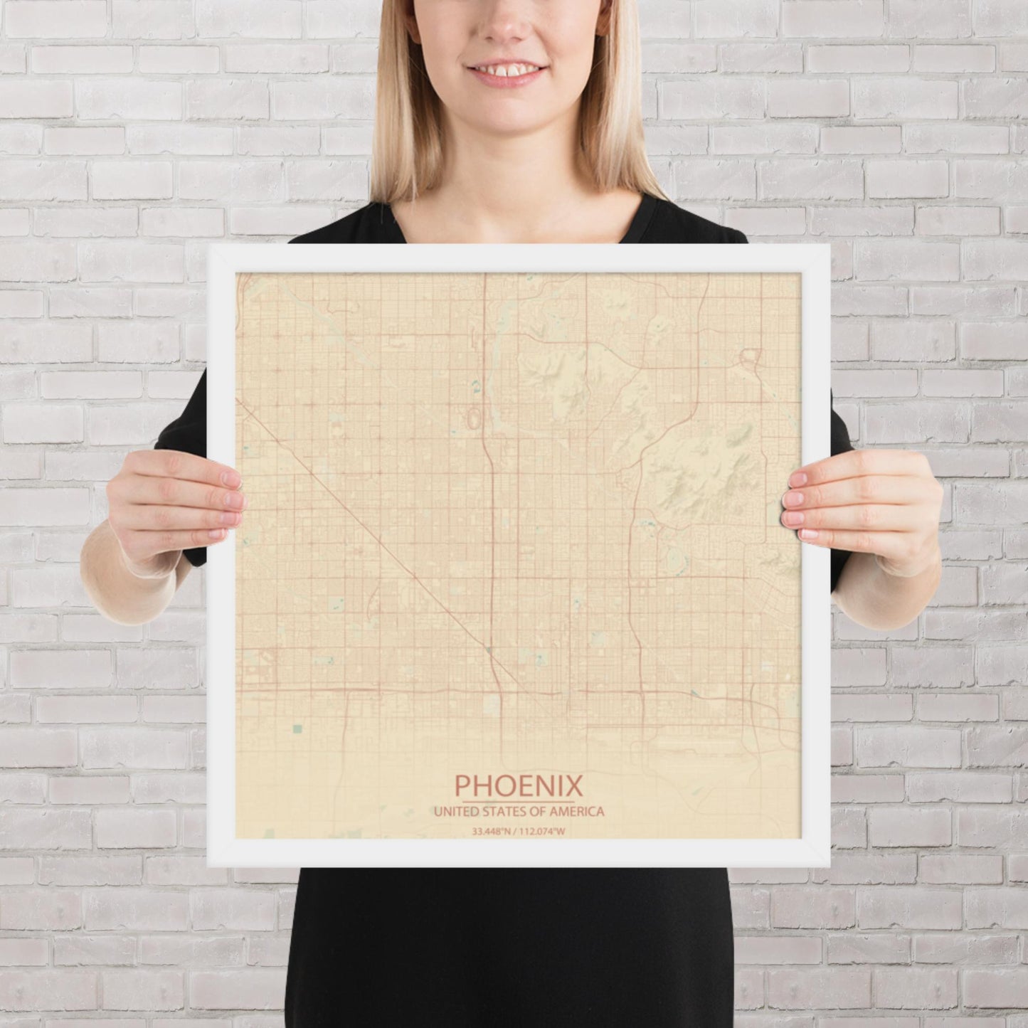 Phoenix Vintage Style Framed Map