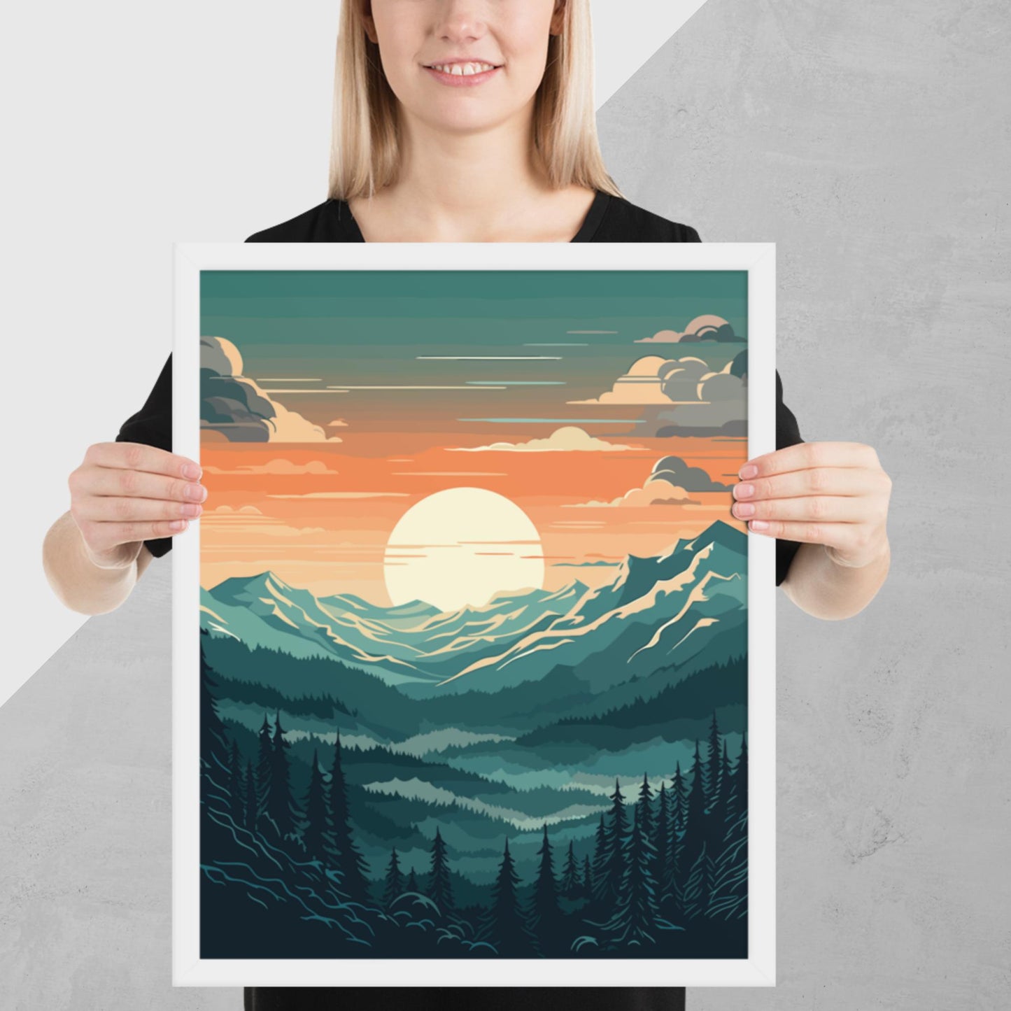 Forest Mountain Landscape Framed Poster