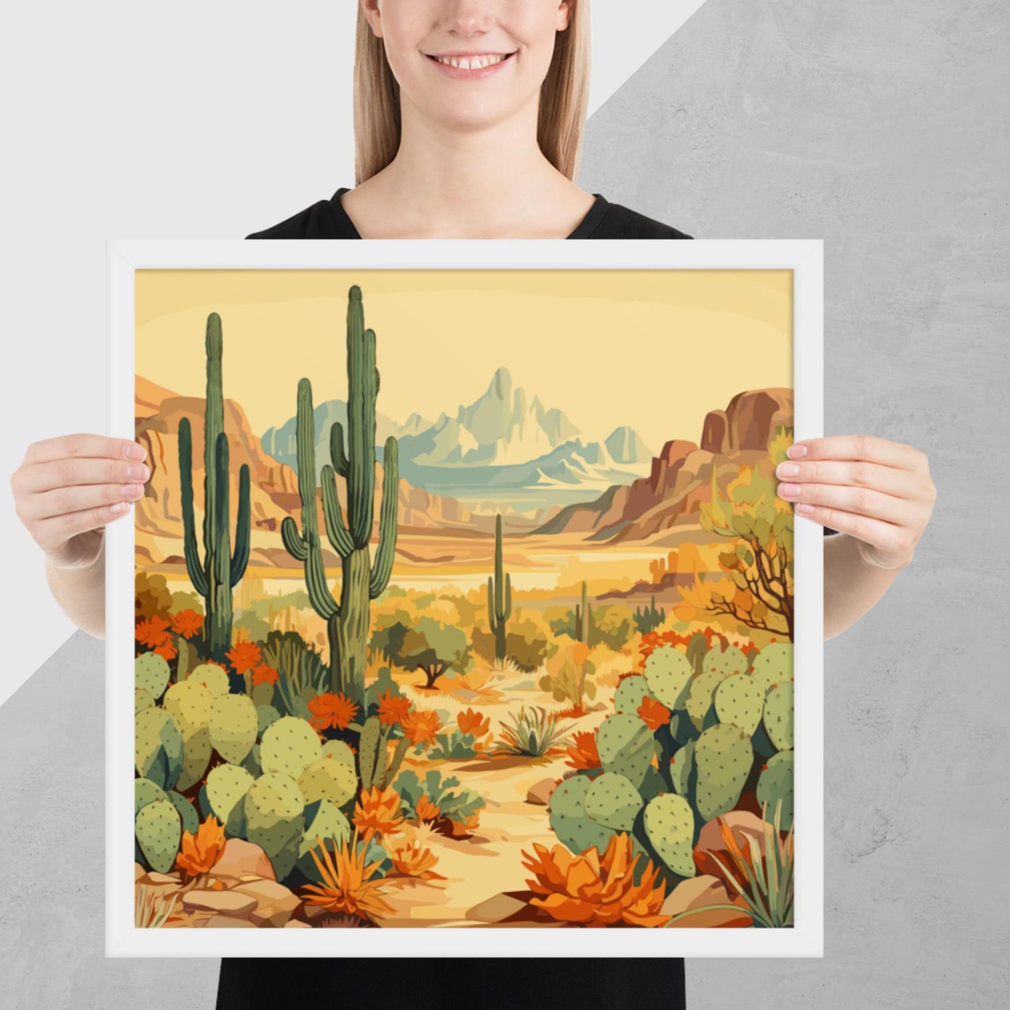 Mountainous Desert Life Framed Poster