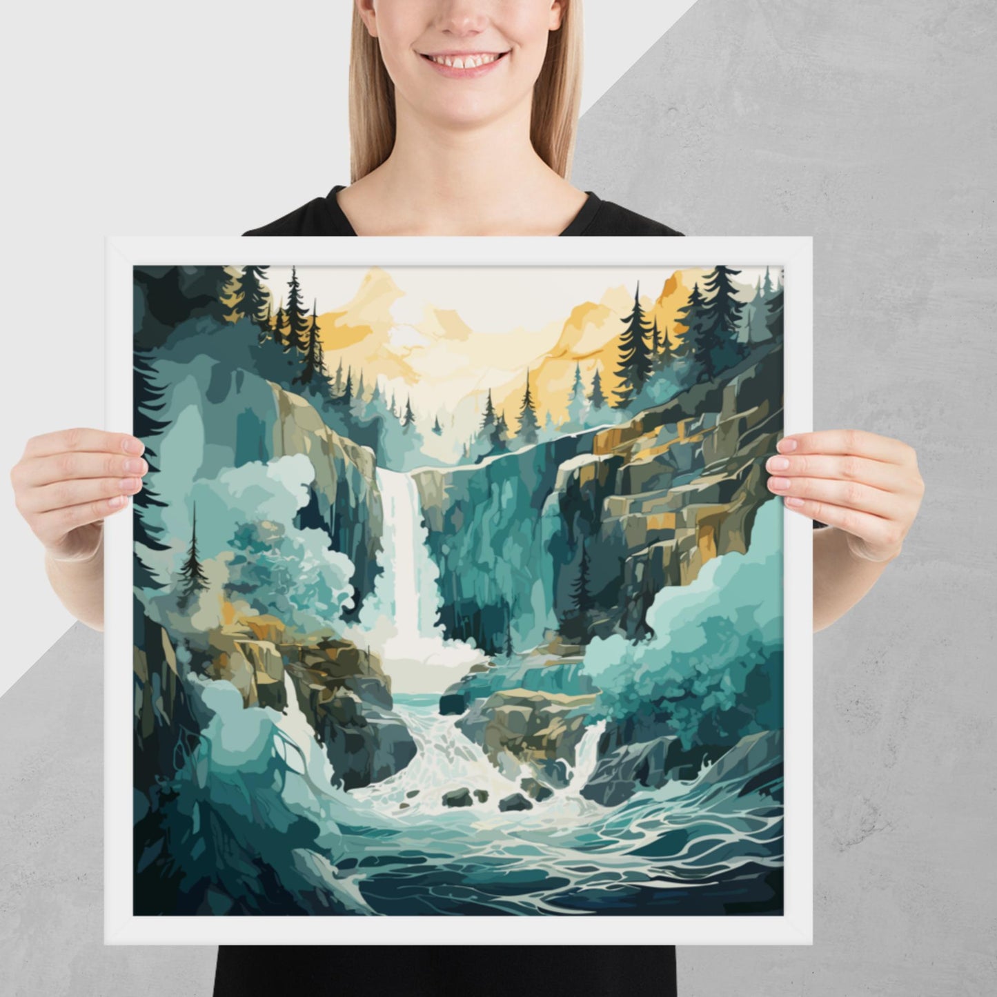 Roaring Forest Waterfall Framed Poster