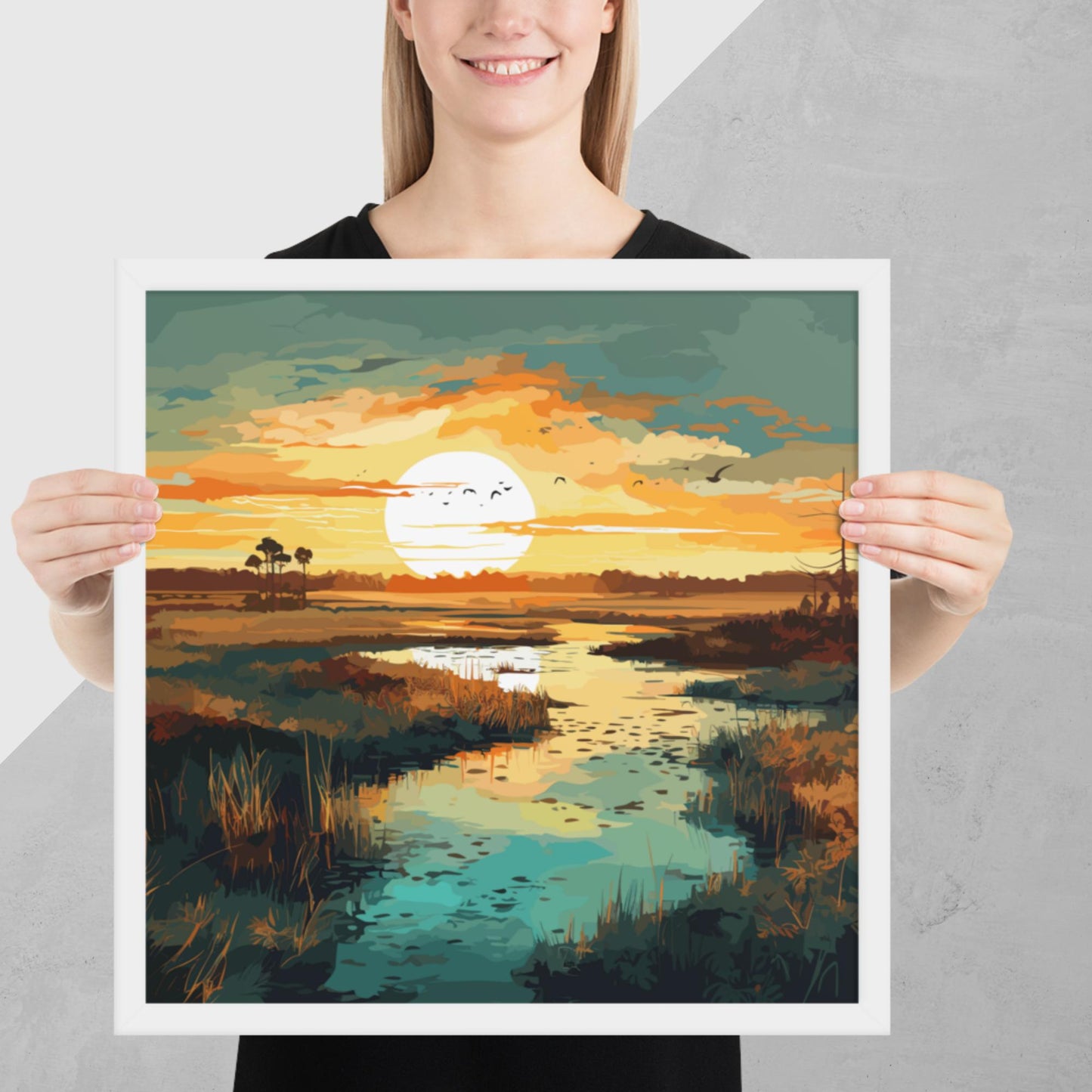 Marshland Sunset Framed Poster