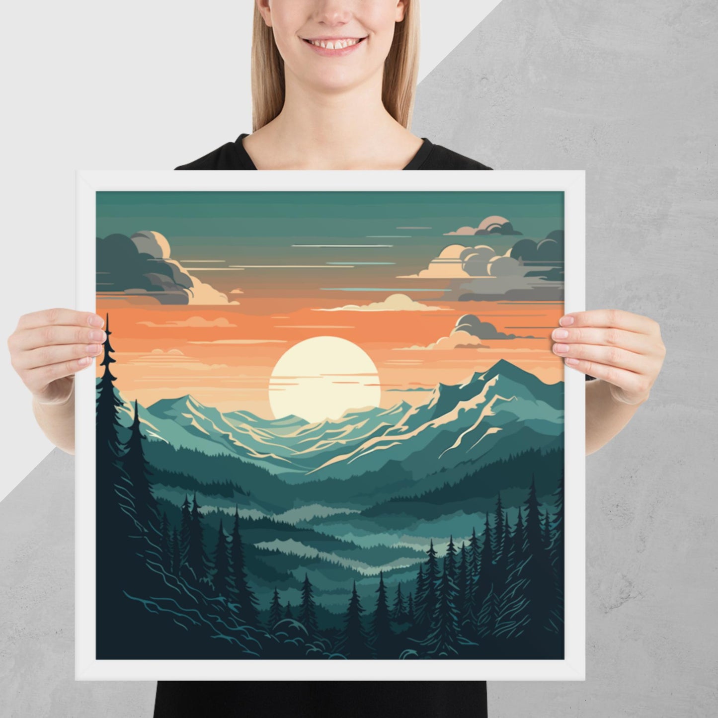 Forest Mountain Landscape Framed Poster