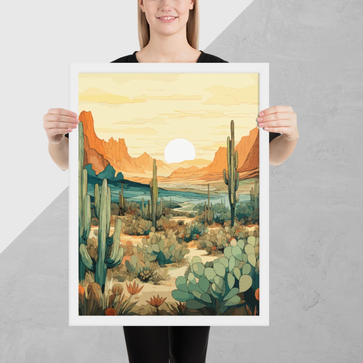 Desert Hills Shrubs Framed Poster