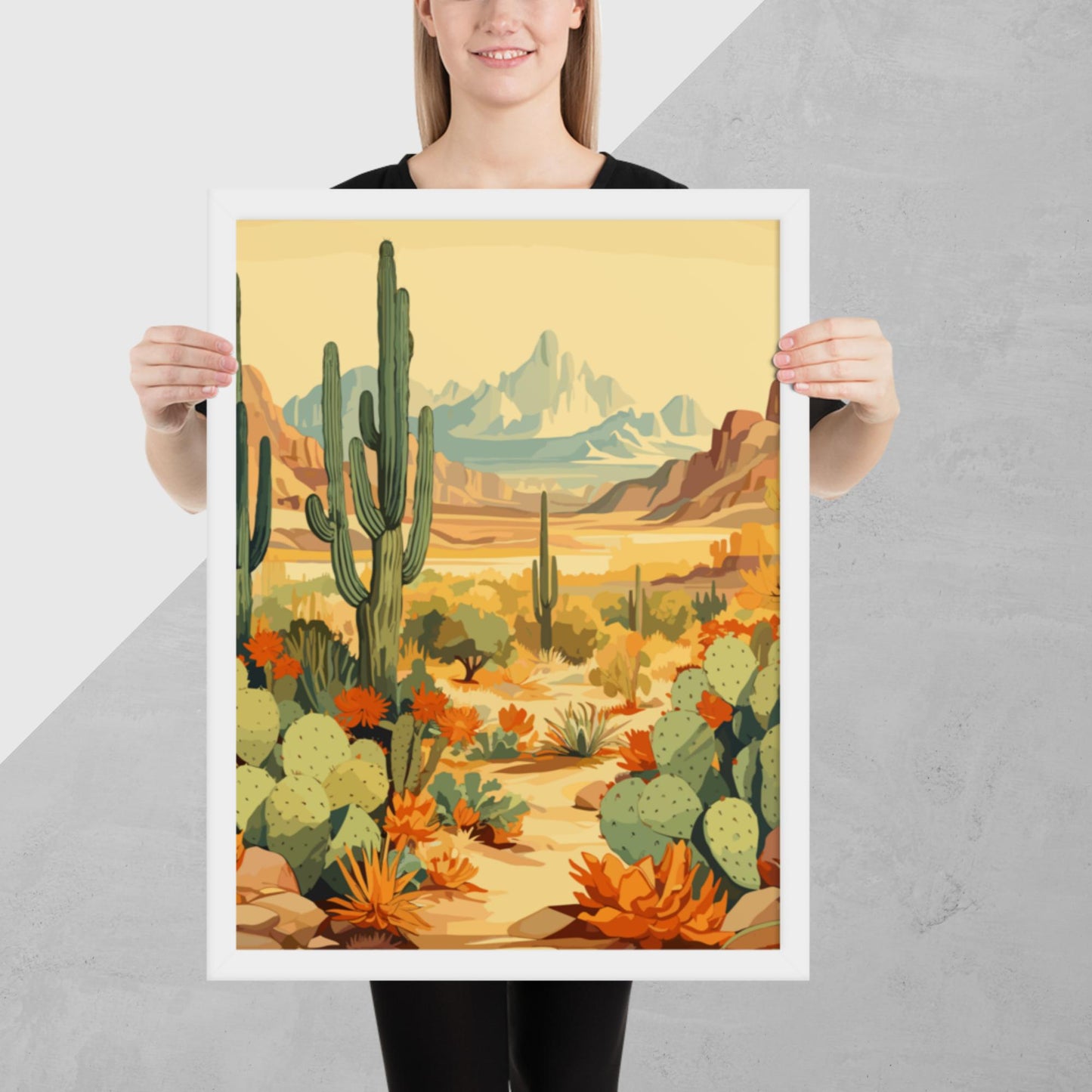 Mountainous Desert Life Framed Poster