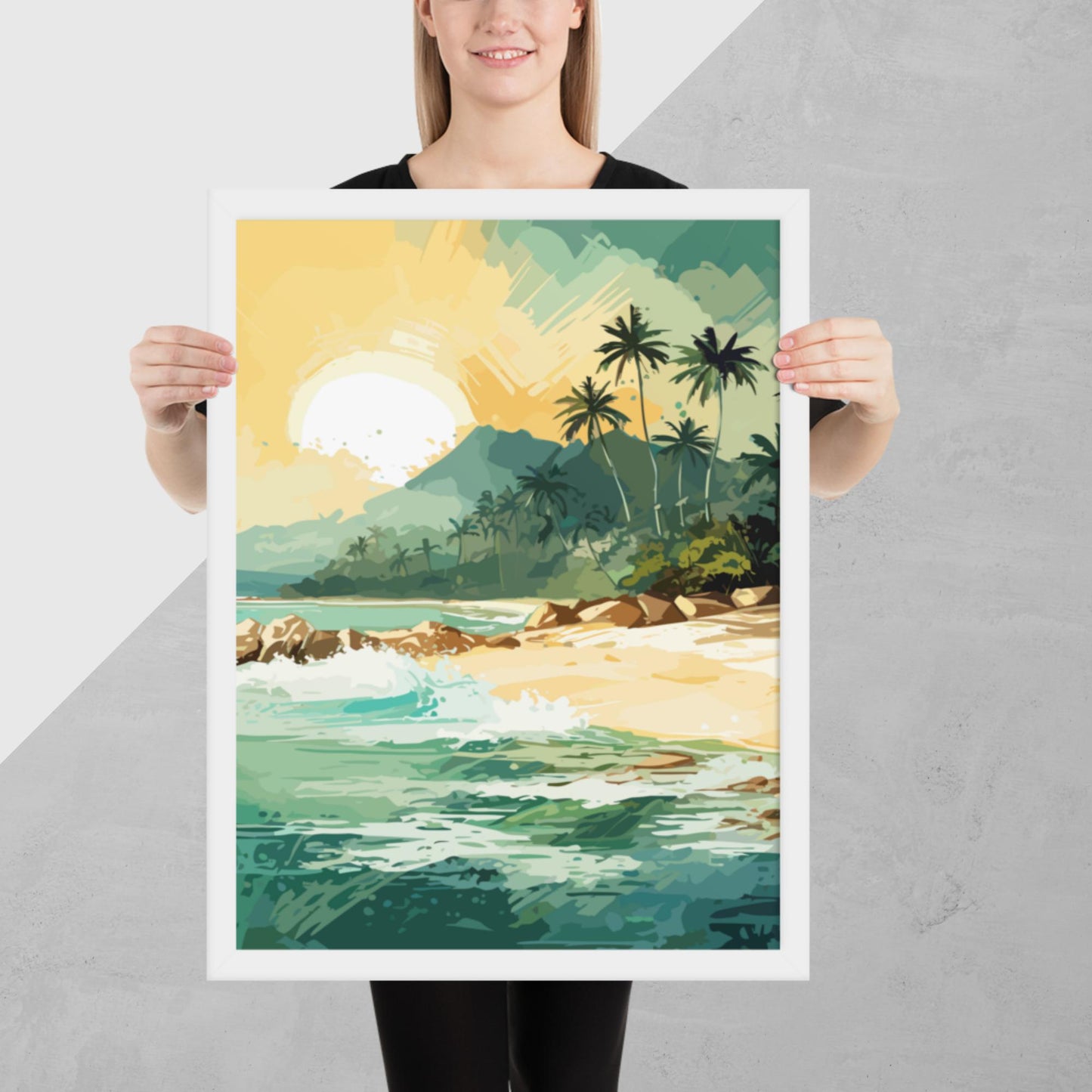 Tropical Island Beach Framed Poster