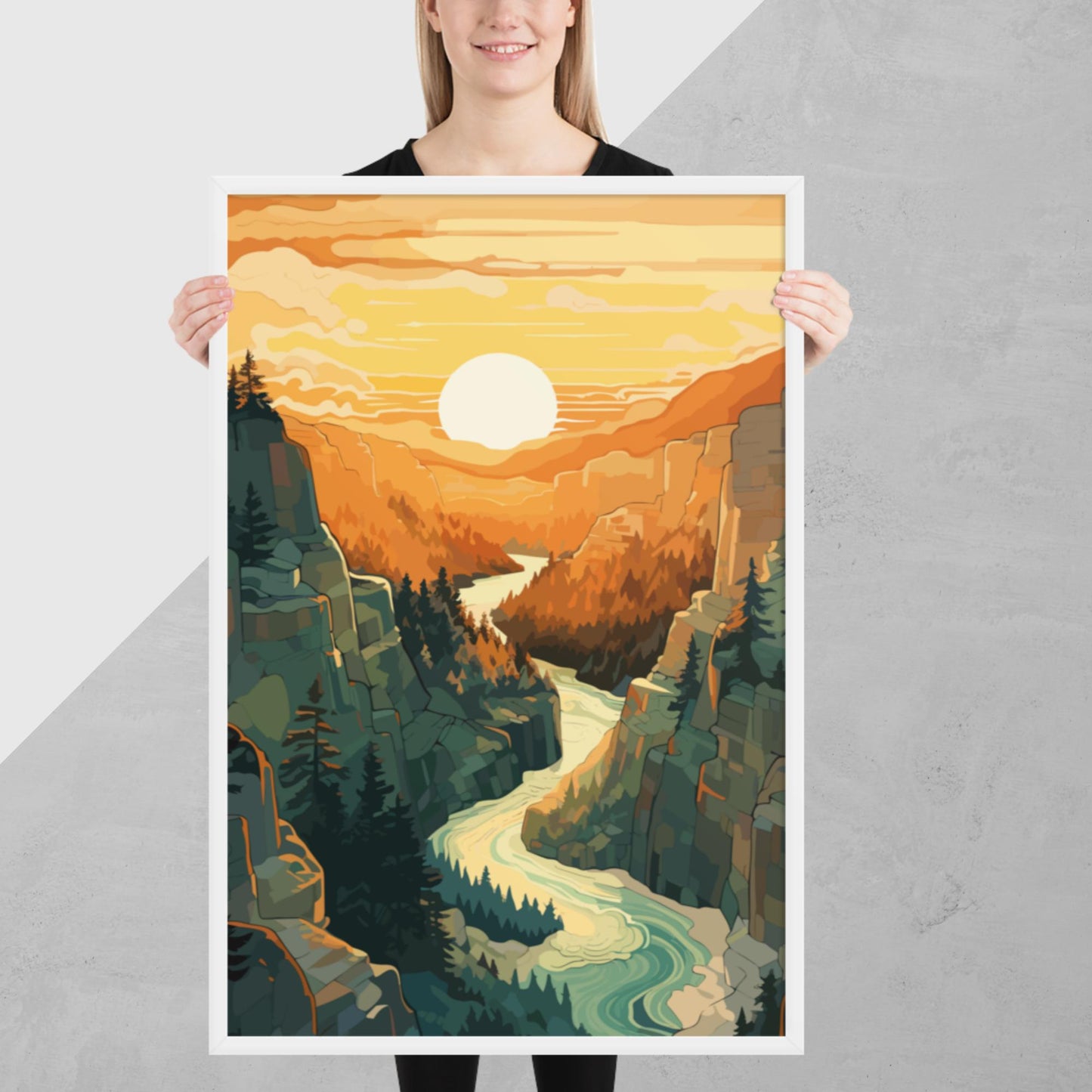 Canyon River Sunset Framed Poster