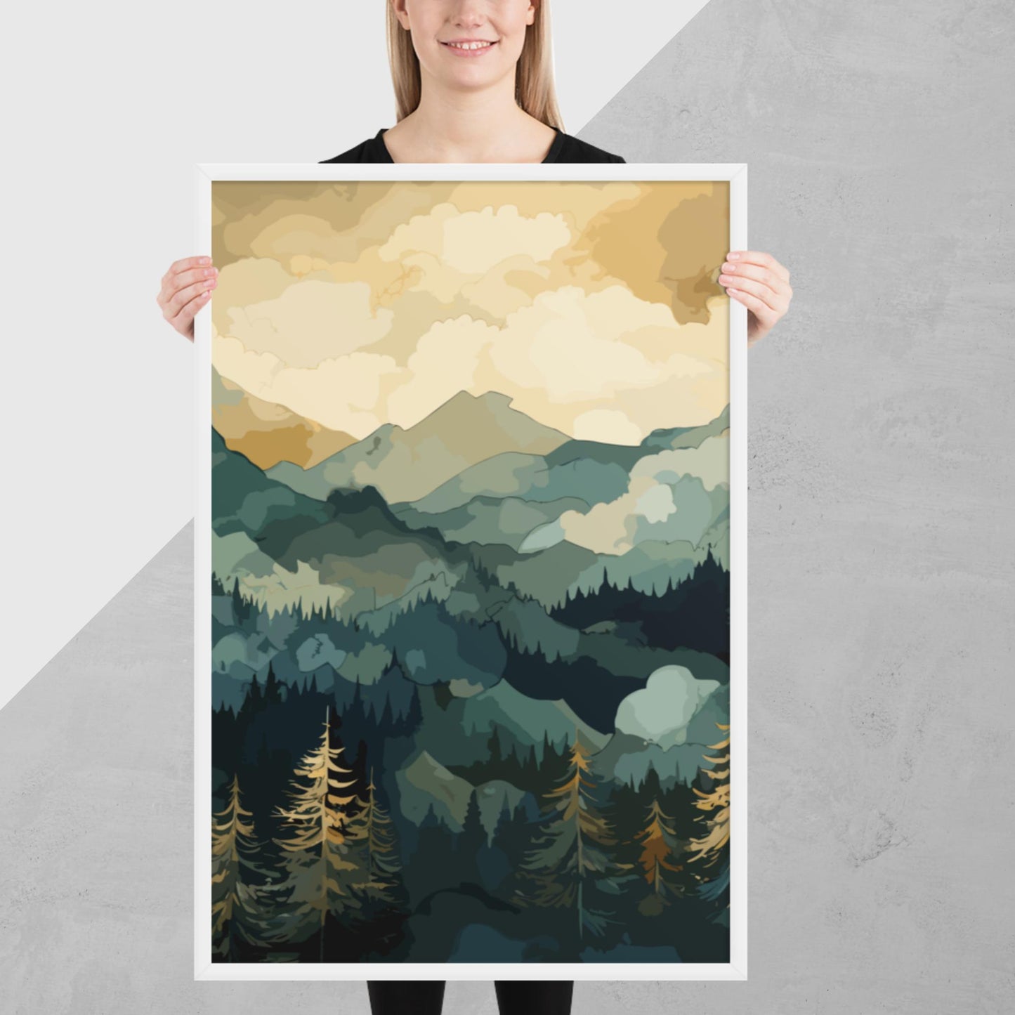 Mountainous Forest Framed Poster