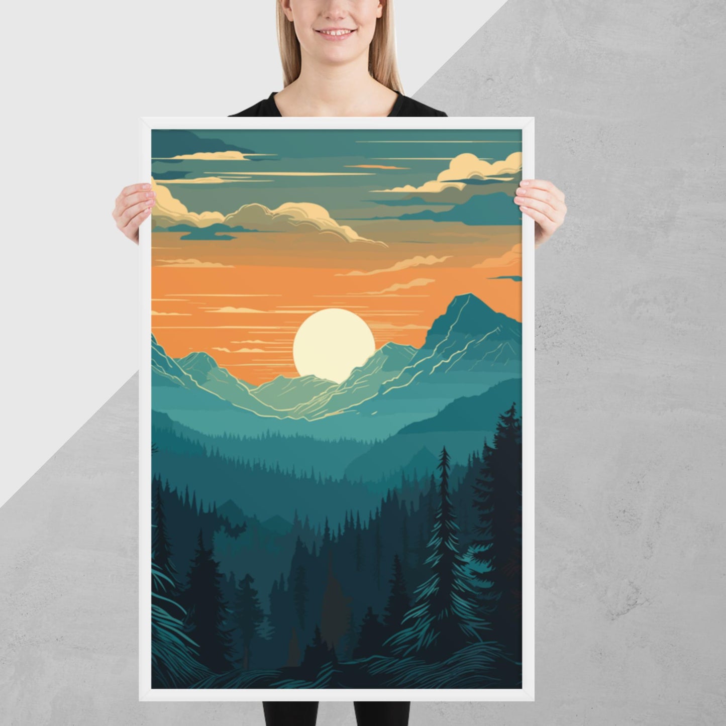 Forest Skyline Sunset Framed Poster