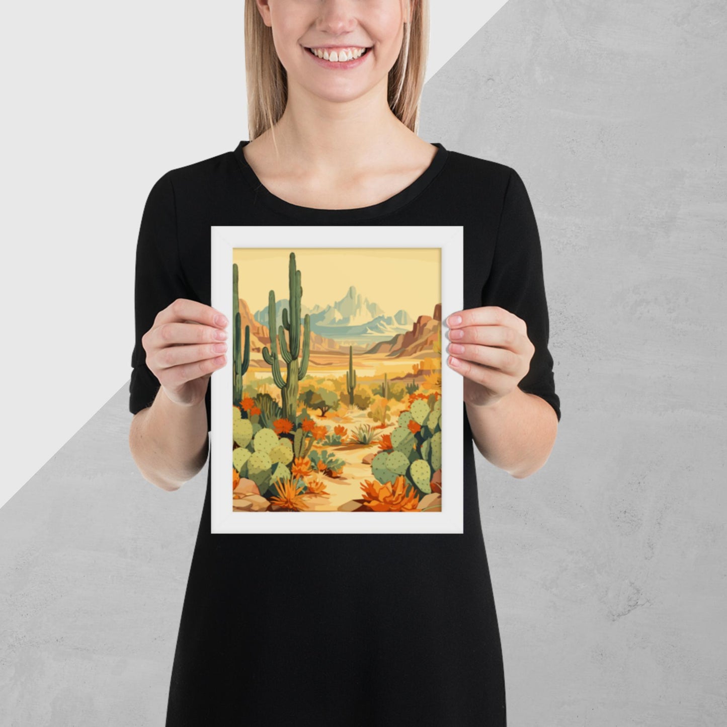 Mountainous Desert Life Framed Poster