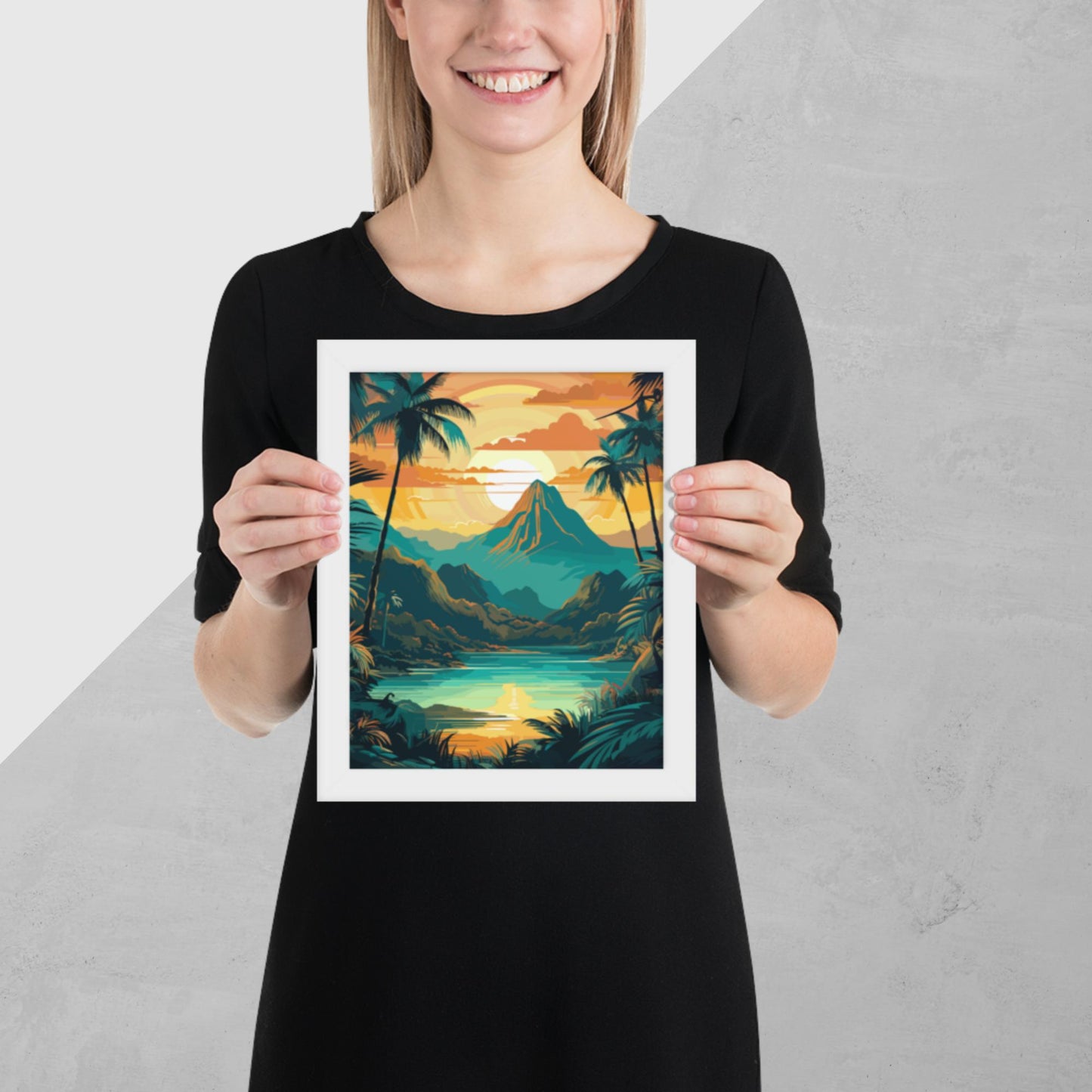 Rainforest Mountain Sunset Framed Poster