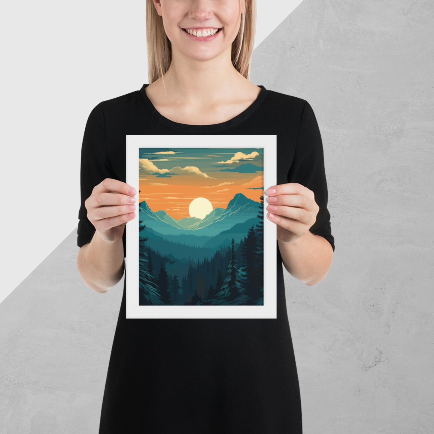 Forest Skyline Sunset Framed Poster