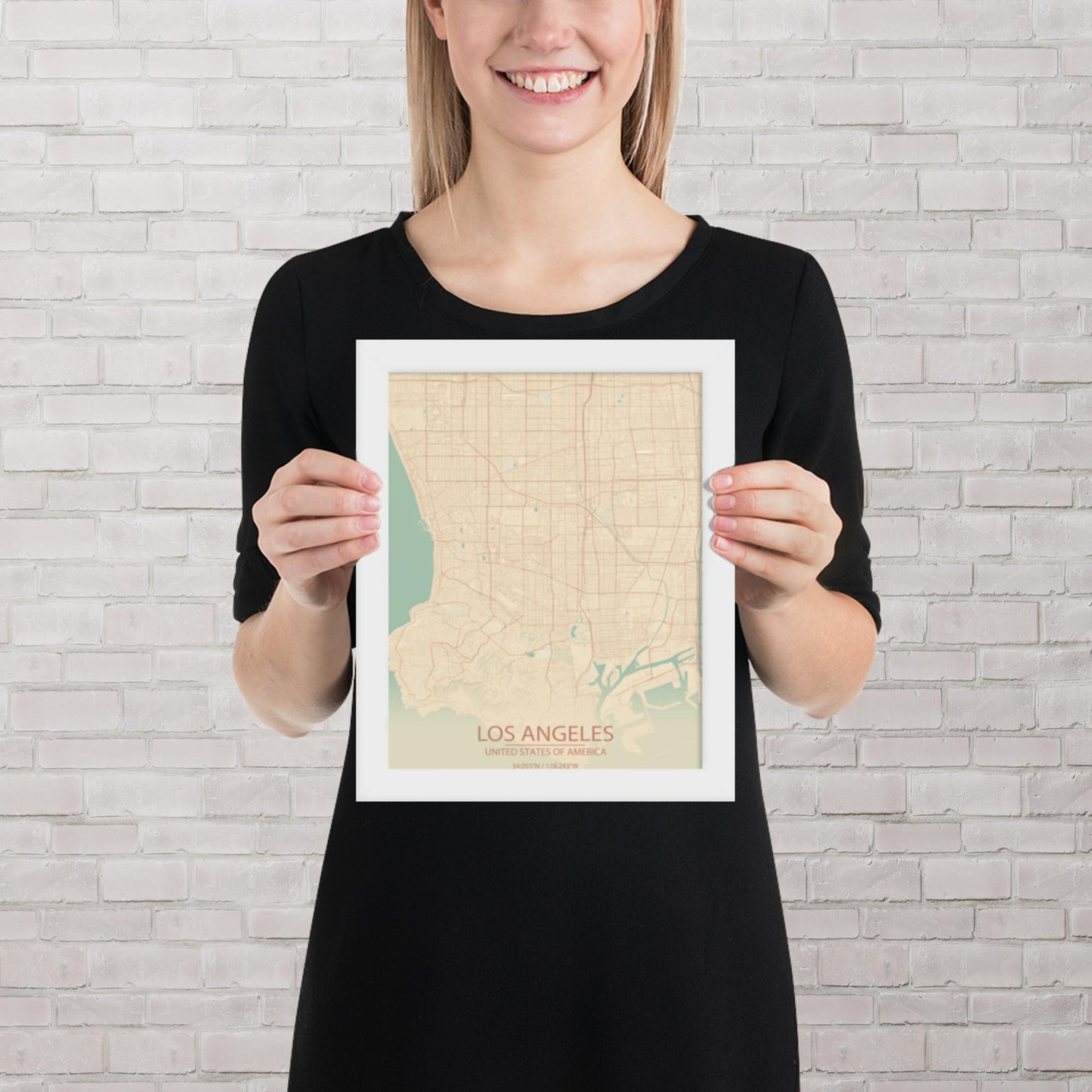 Los Angeles Vintage Style Framed Map