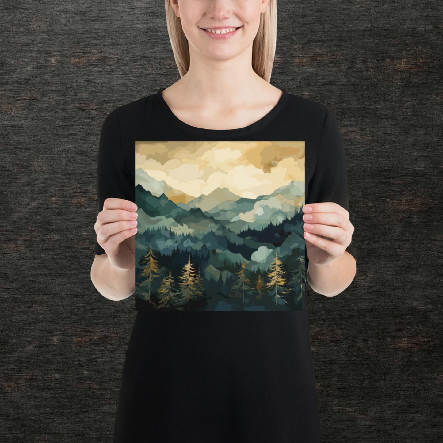 Mountainous Forest Paper Poster