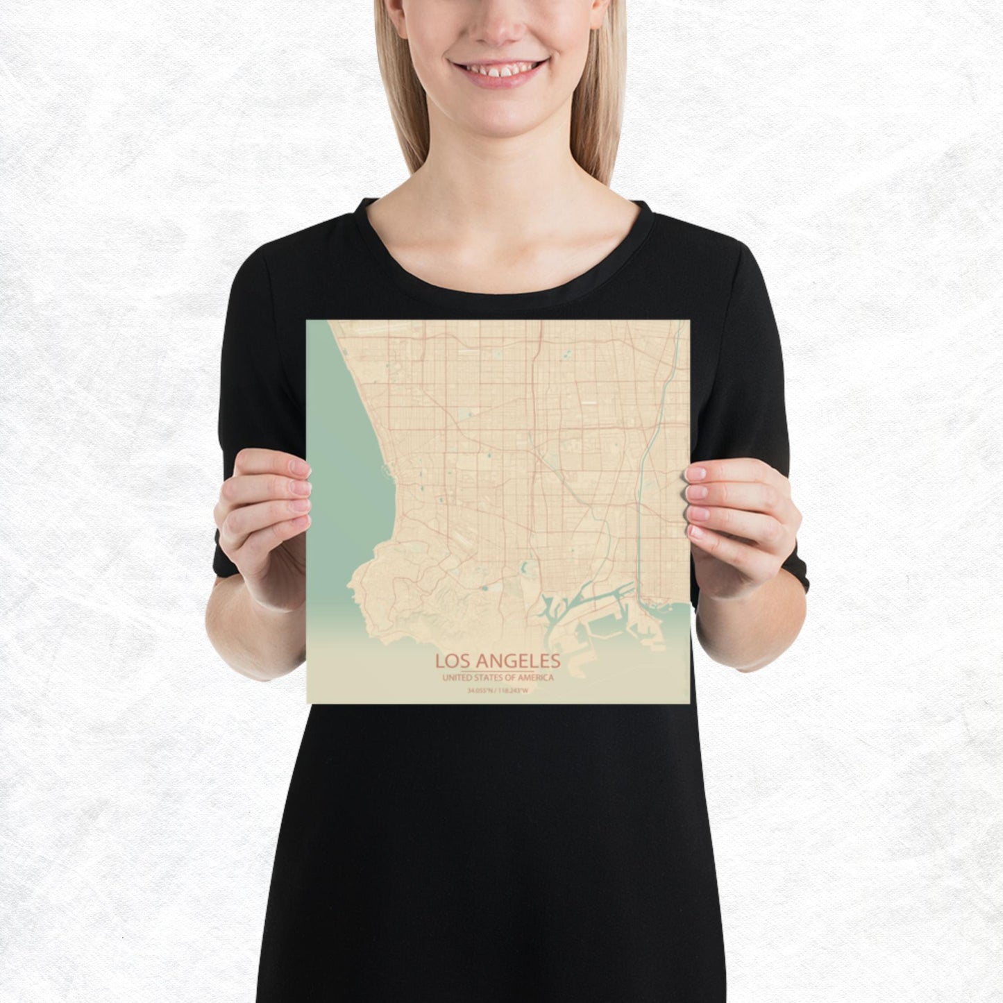 Los Angeles Vintage Style Paper Map