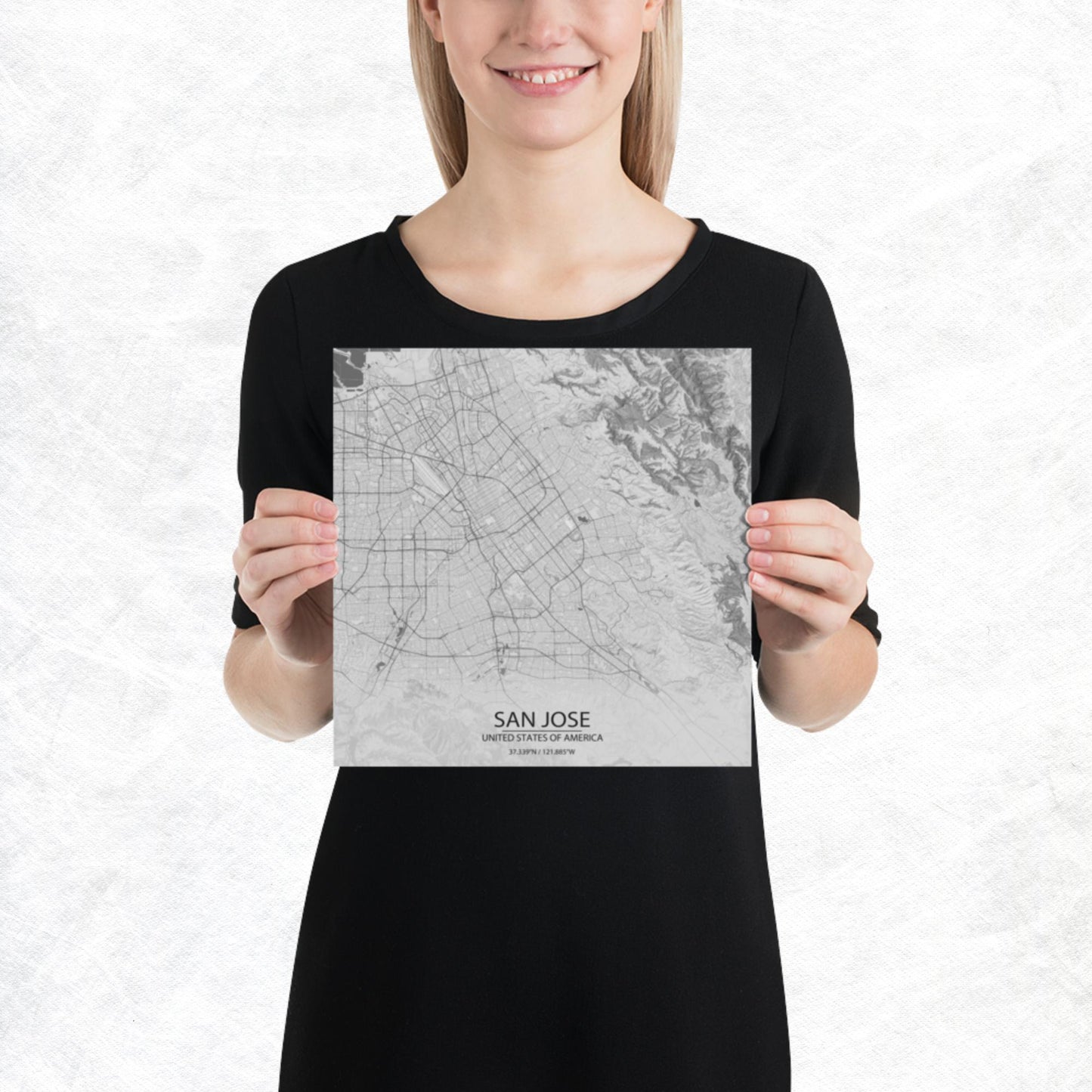 San Jose Light Grey Paper Map