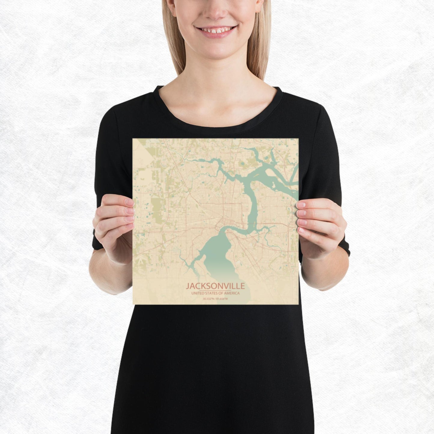 Jacksonville Vintage Style Paper Map