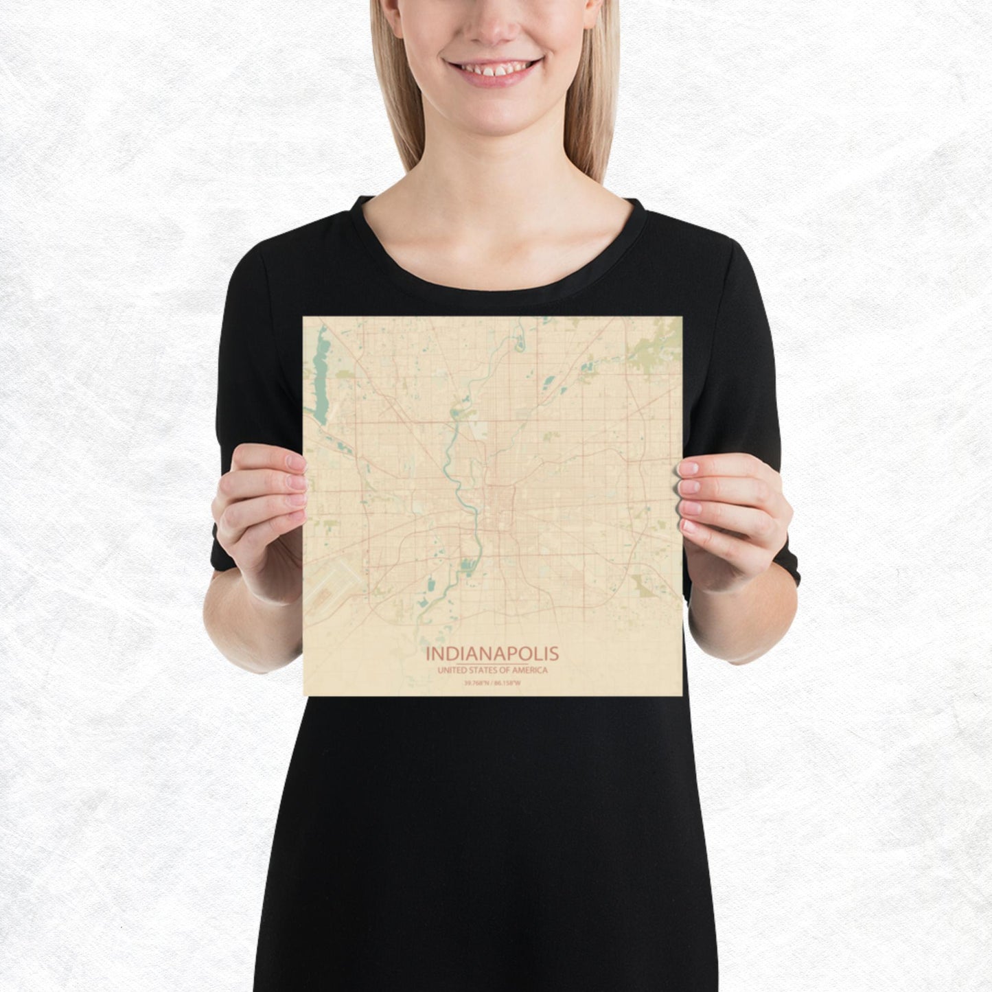 Indianapolis Vintage Style Paper Map