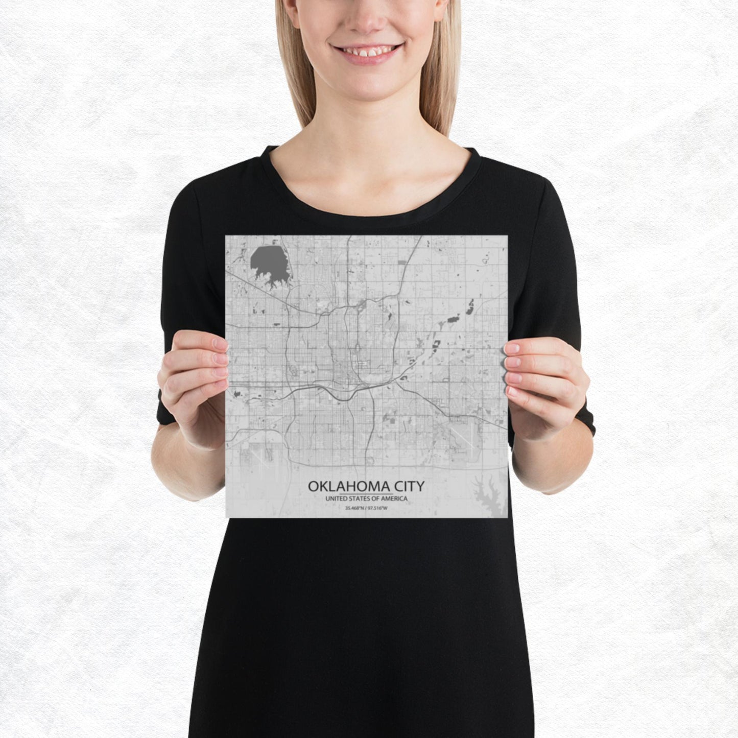 Oklahoma City Light Grey Paper Map