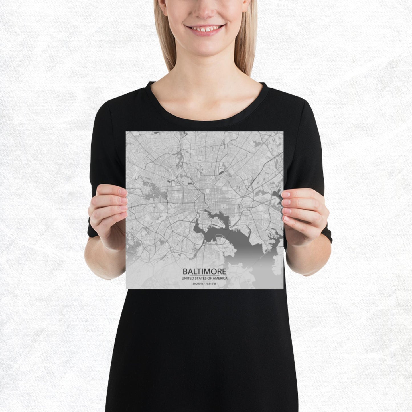 Baltimore Light Grey Paper Map