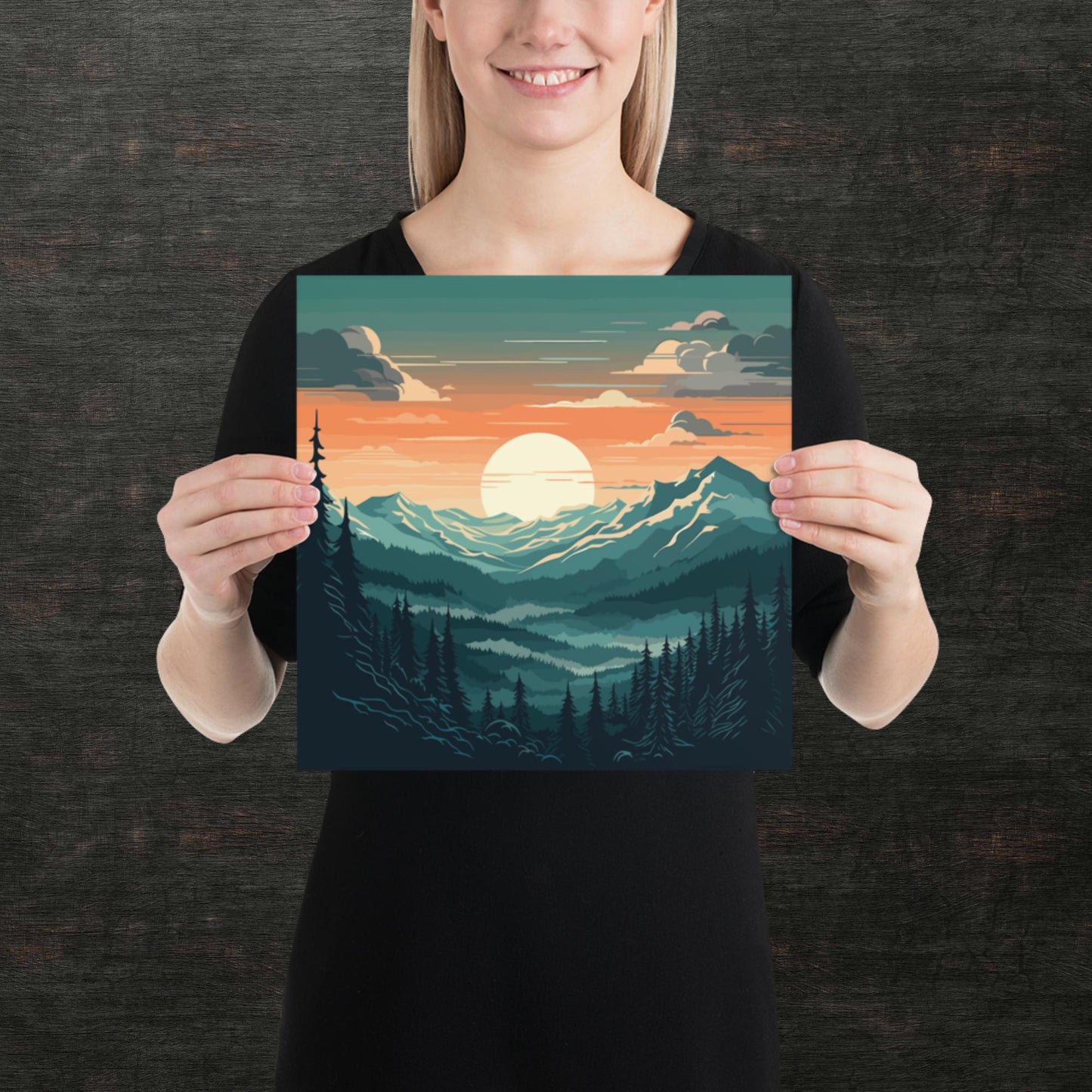 Forest Mountain Landscape Paper Poster