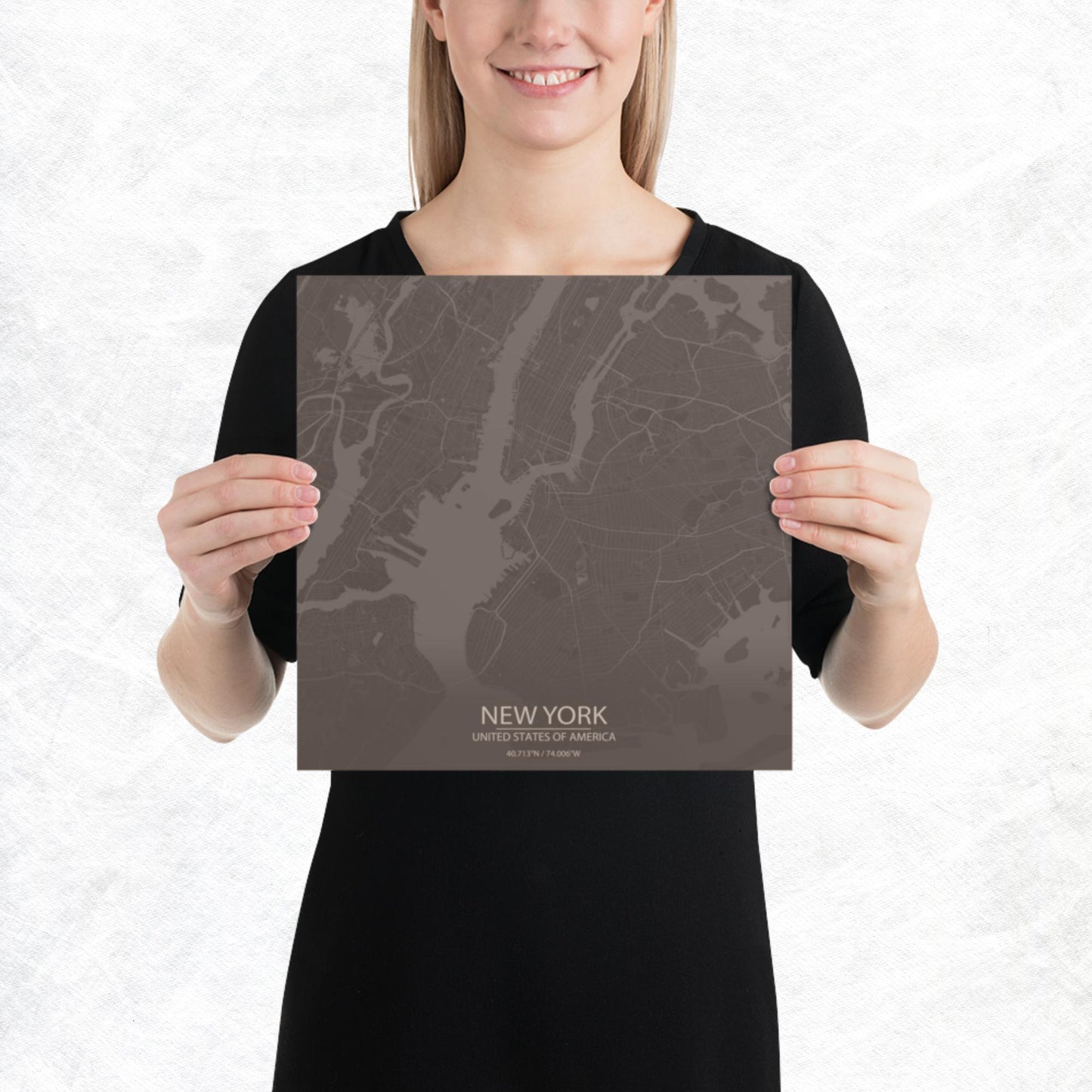 New York Brown and Grey Paper Map