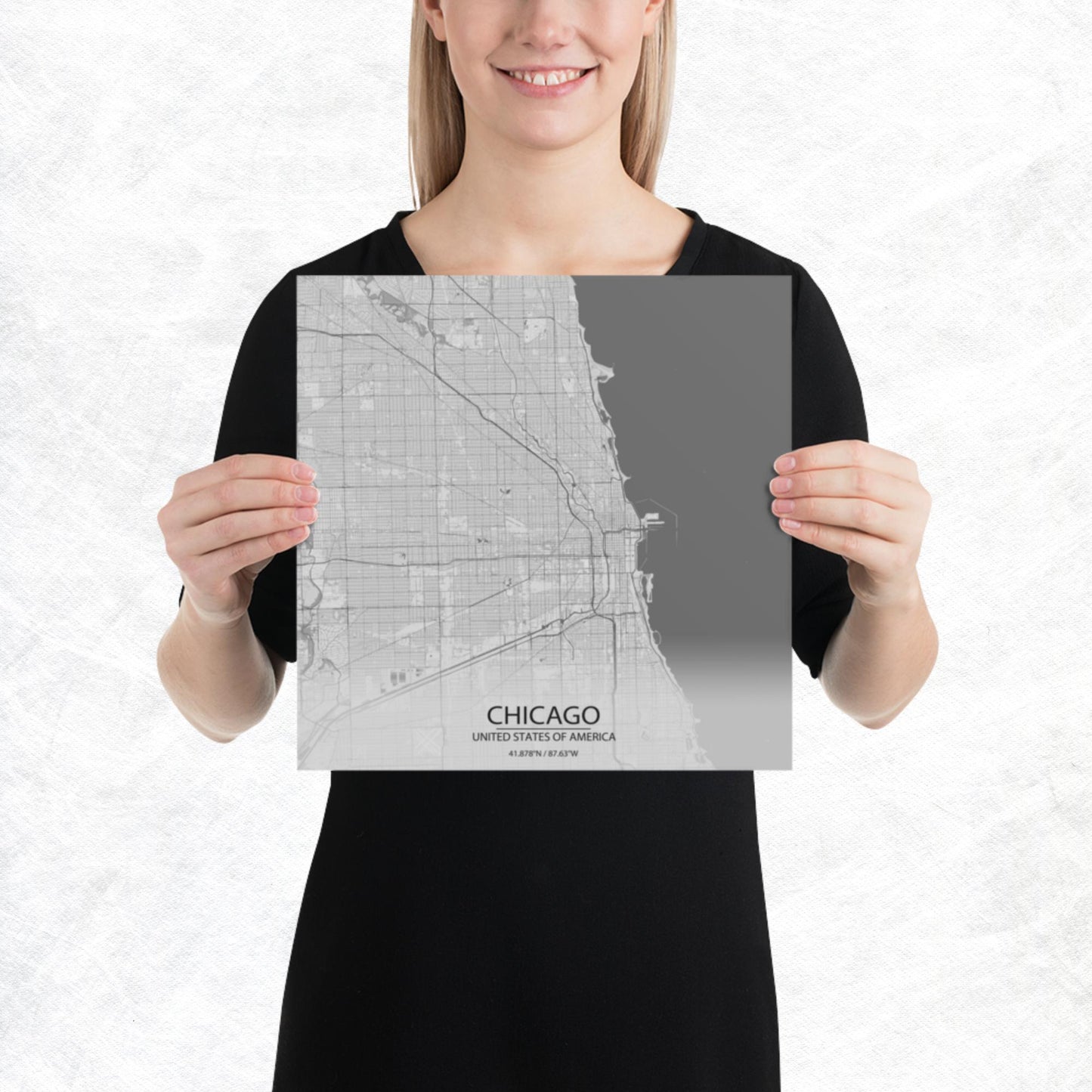 Chicago Light Grey Paper Map