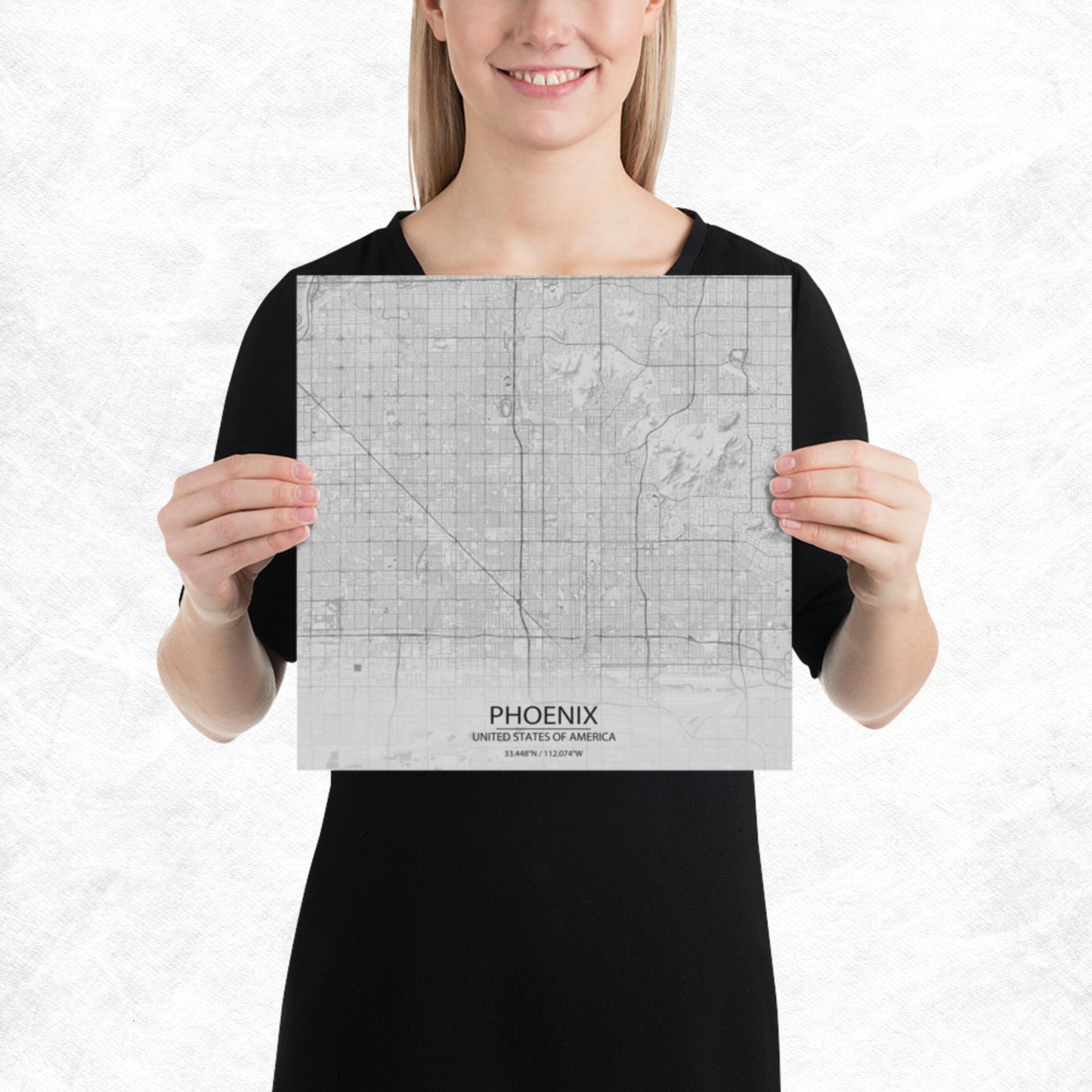 Phoenix Light Grey Paper Map