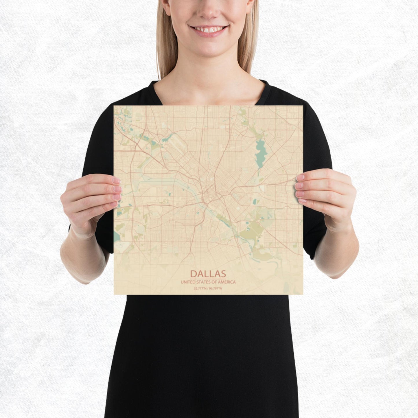 Dallas Vintage Style Paper Map