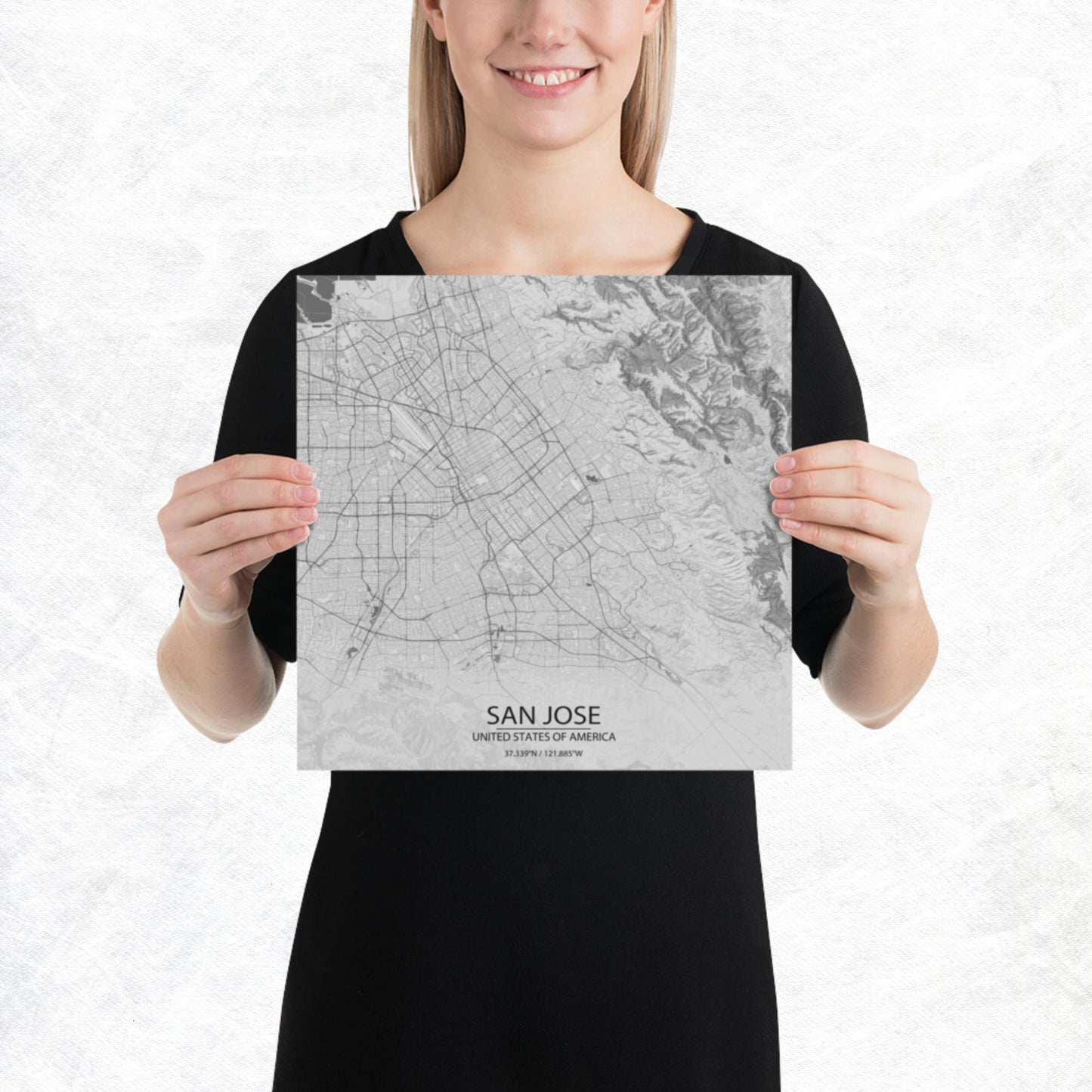 San Jose Light Grey Paper Map