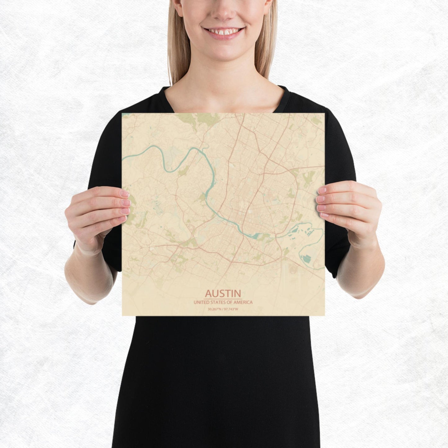 Austin Vintage Style Paper Map