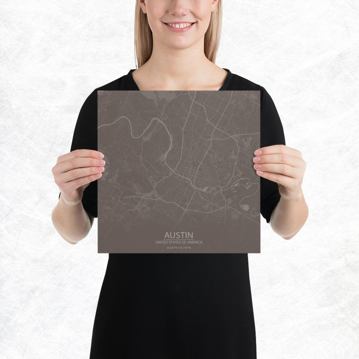 Austin Brown and Grey Paper Map